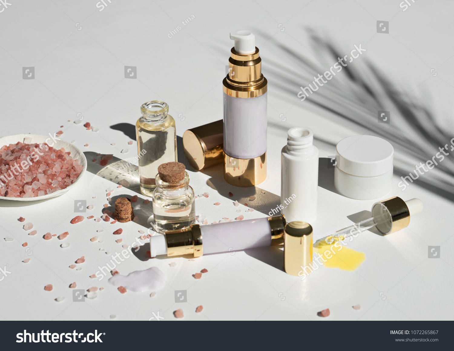 natural skincare products on white background  #1072265867
