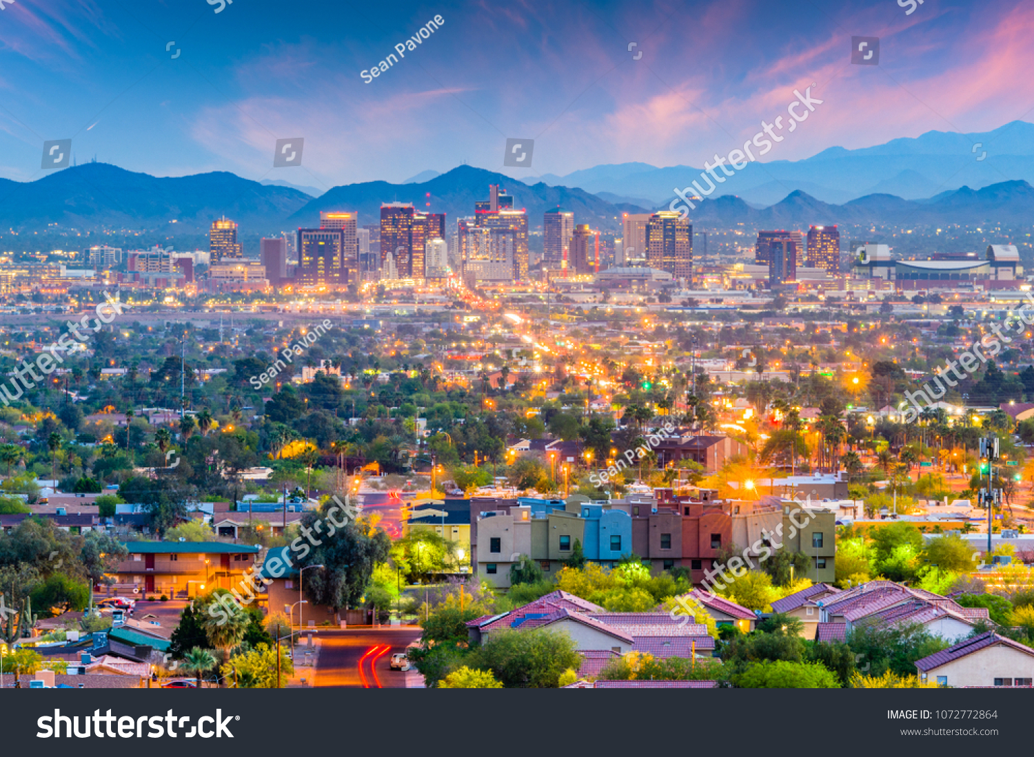 Phoenix, Arizona, USA downtown cityscape at dusk. #1072772864