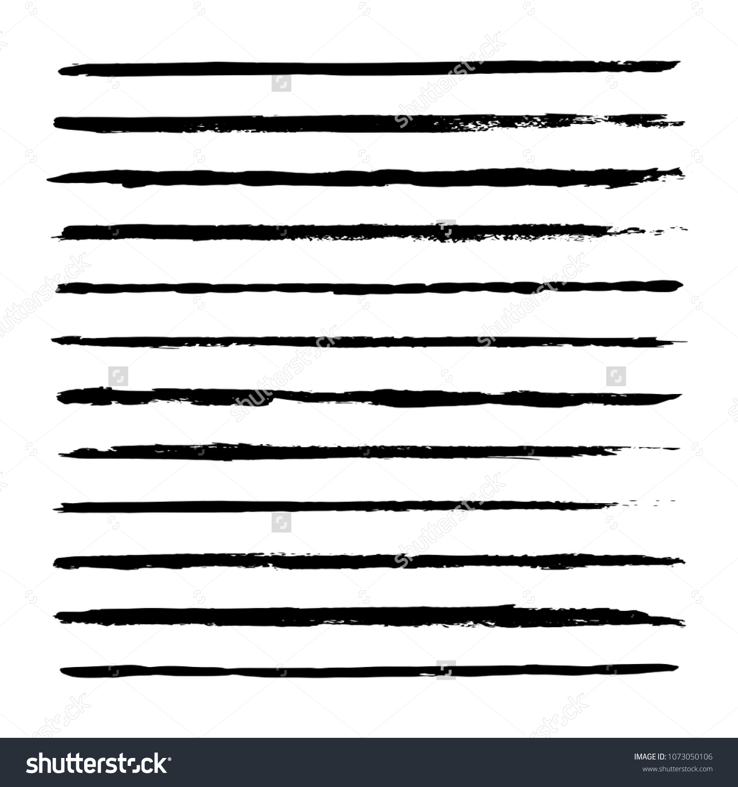 Thin hand drawn vector lines. Set of black strokes. Ink brush drawing. Isolated #1073050106