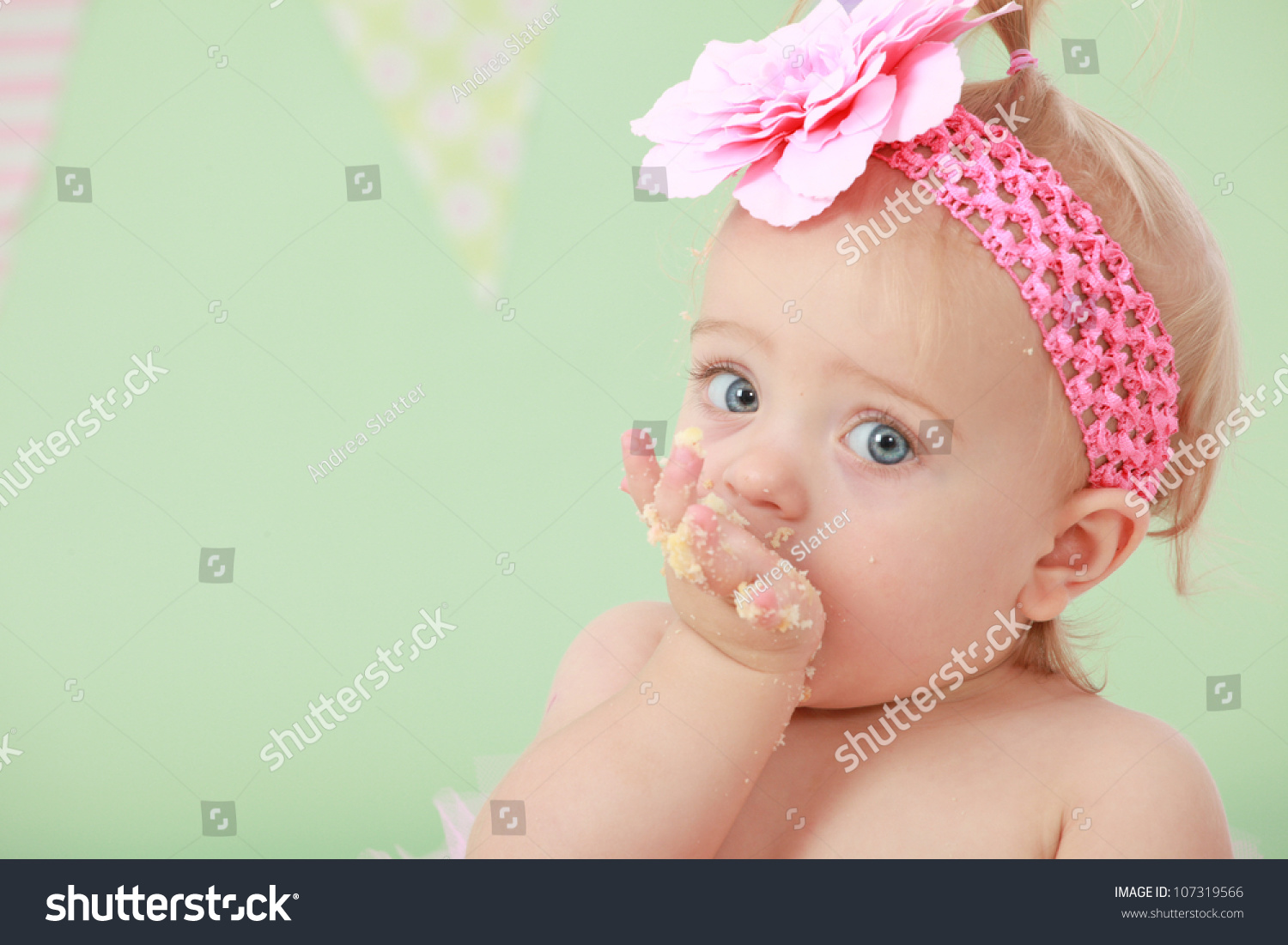Adorable Blond Hair Big Blue Eyed Baby Stock Photo 107319566