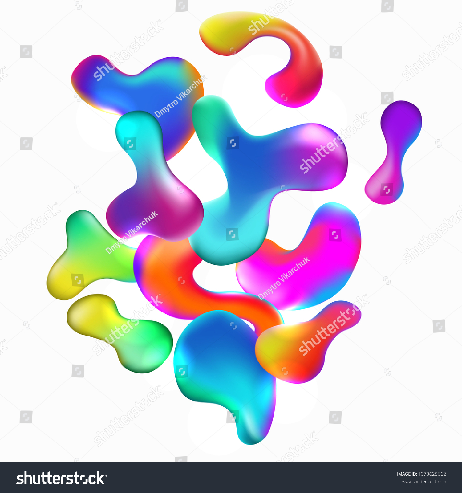 Colorful shapes. Liquid multi-colored bubbles. Abstract background. Lava lamp pattern. Vector illustration. #1073625662