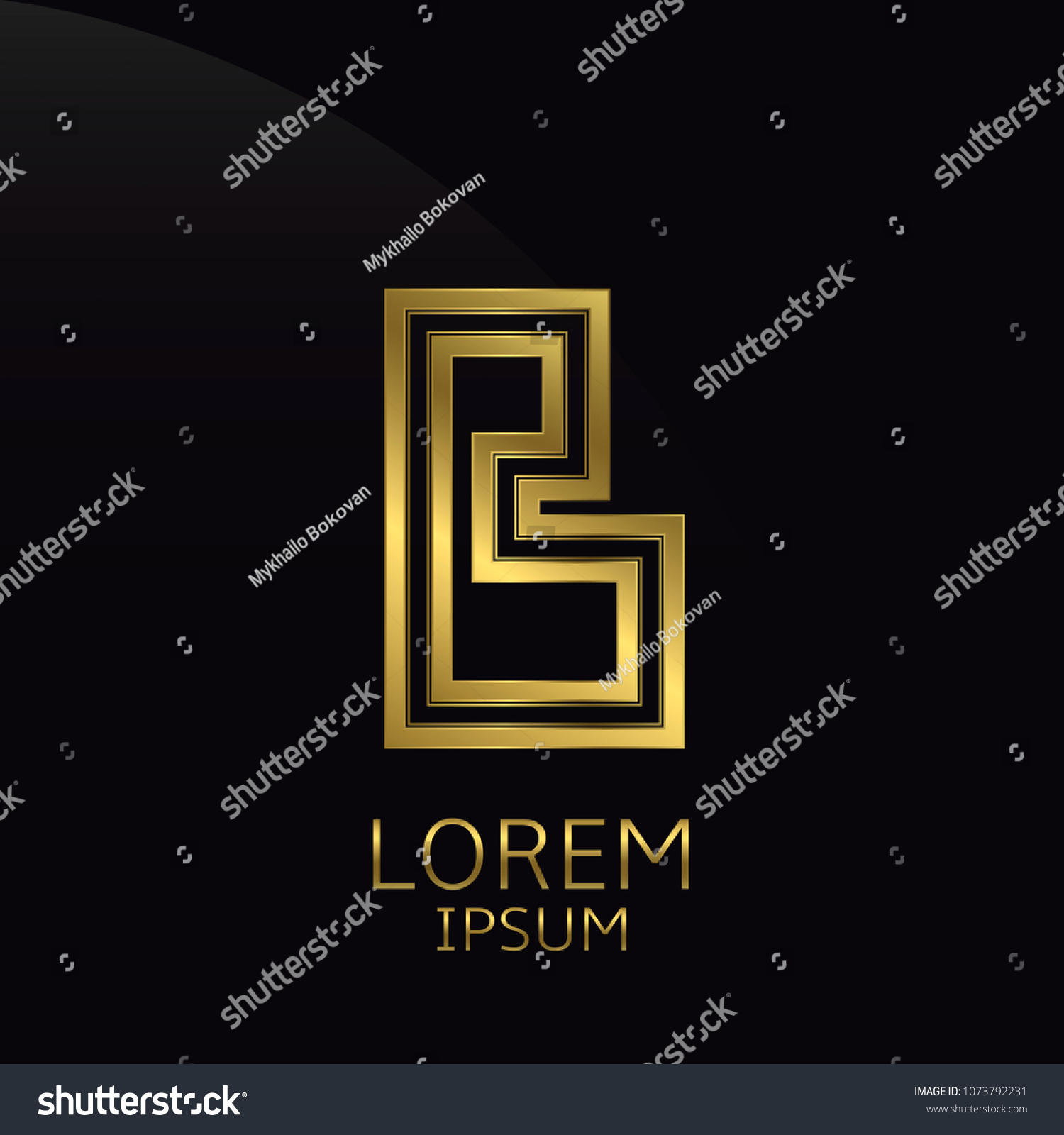 Golden B Letter logo. Luxury emblem, Raster - Royalty Free Stock Photo ...