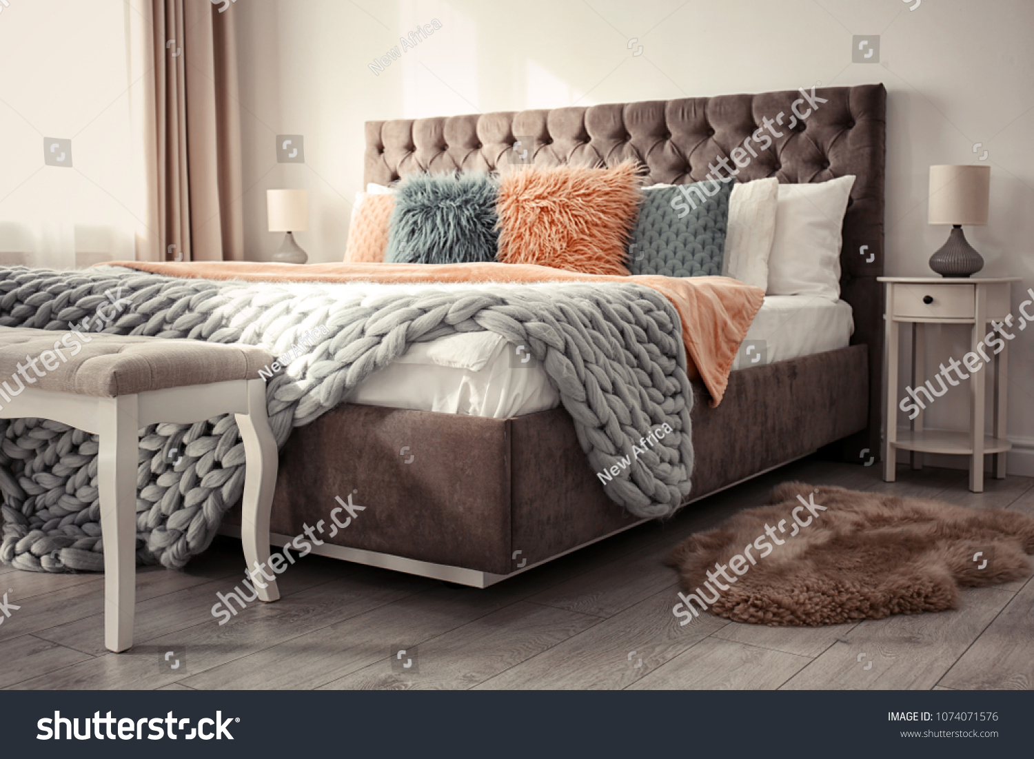 Luxury bed in hotel room #1074071576