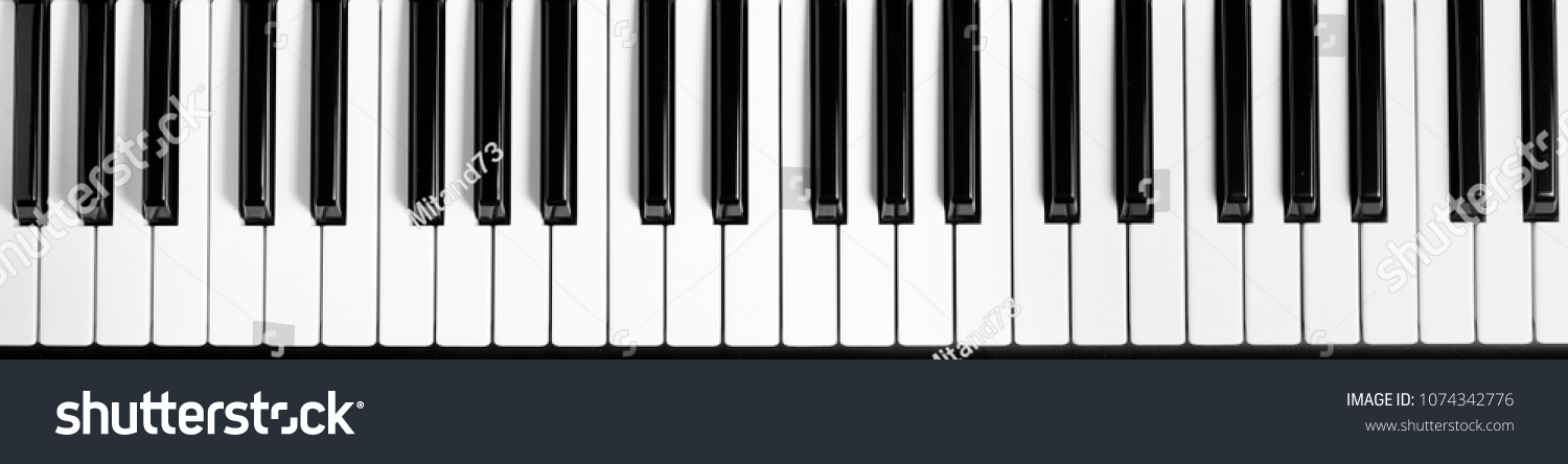 Piano keyboard. Flat top view. Horizontal photo #1074342776