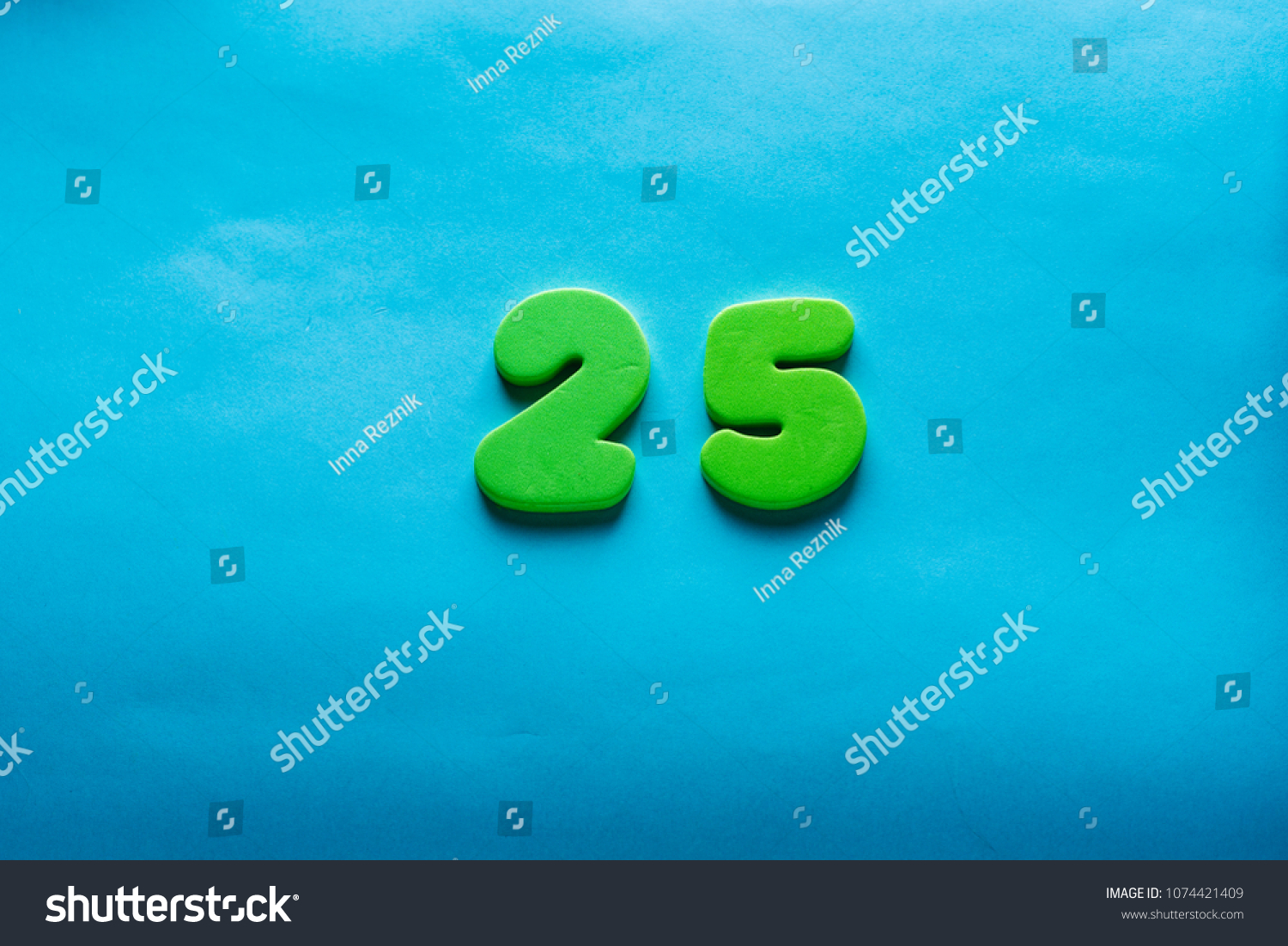 25 years old celebrating classic logo. Colored happy  green  numbers. Greetings celebrates card. Traditional  digits of ages. Sale, birthday, special prize, % off concept. #1074421409