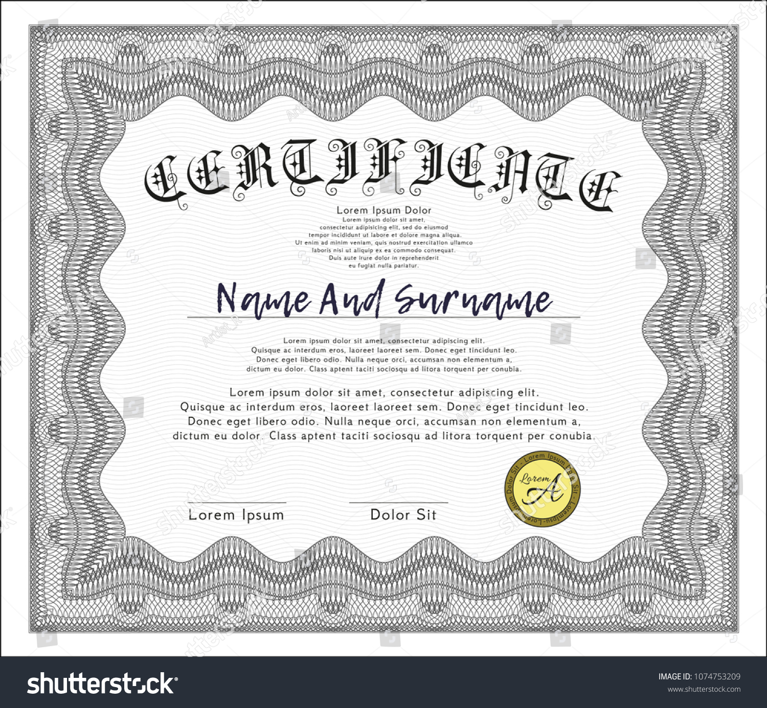 Grey Classic Certificate template. Good design. - Royalty Free Stock ...