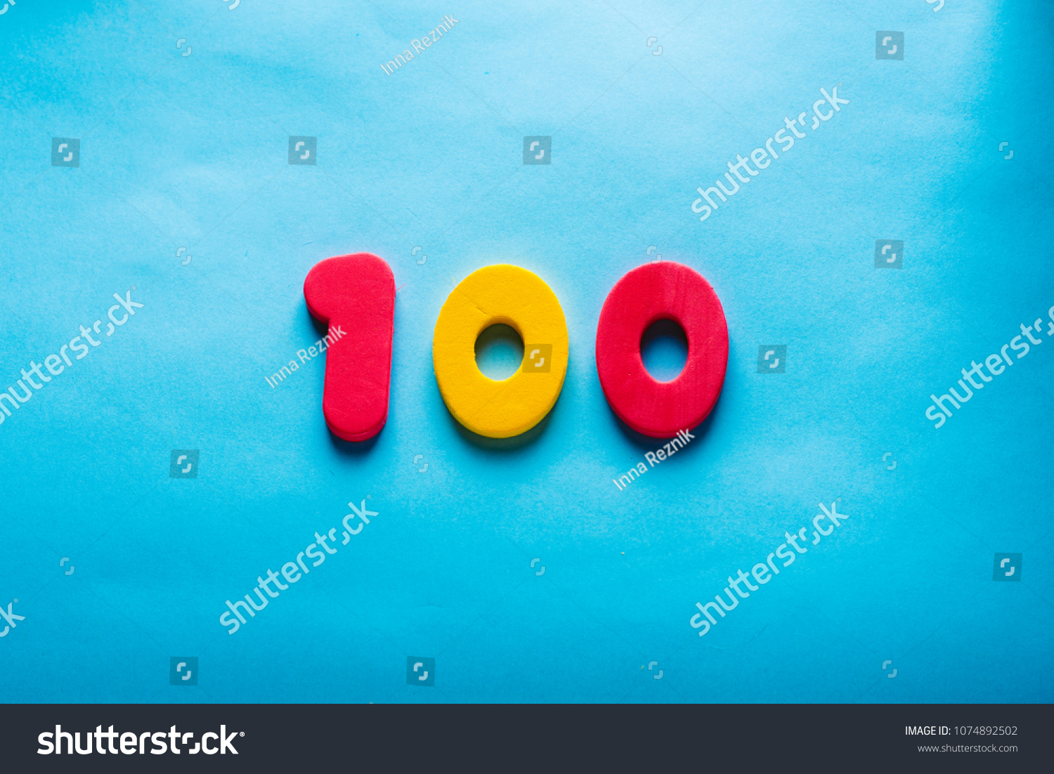 100 years old celebrating classic logo. Colored happy one hundred numbers. Greetings celebrates card. Traditional digits of ages.  Sale, birthday, special prize, % off concept. #1074892502