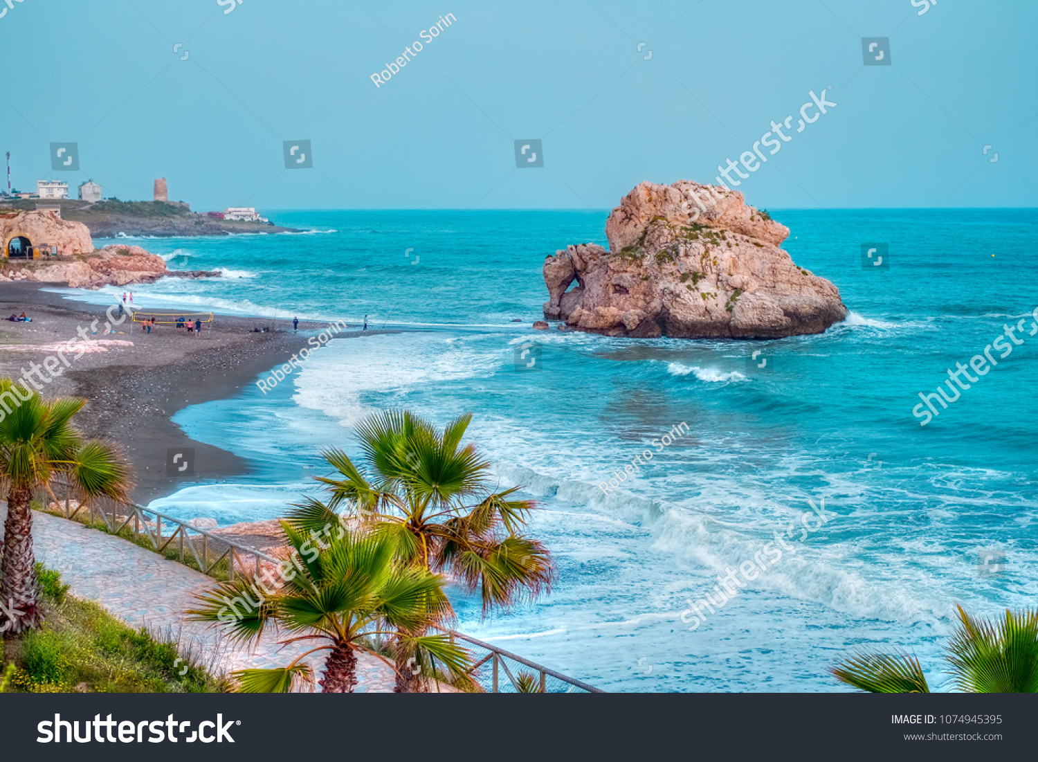 Penon del Cuervo beach. Costa del sol, Malaga, Spain #1074945395