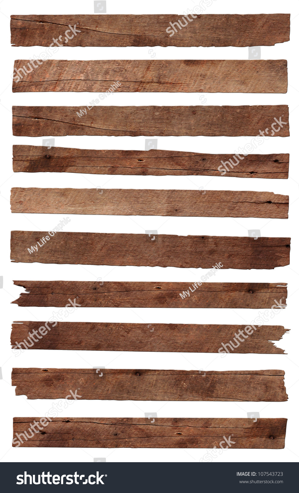 Old Wood plank, isolated on white background (Save Paths For design work) #107543723
