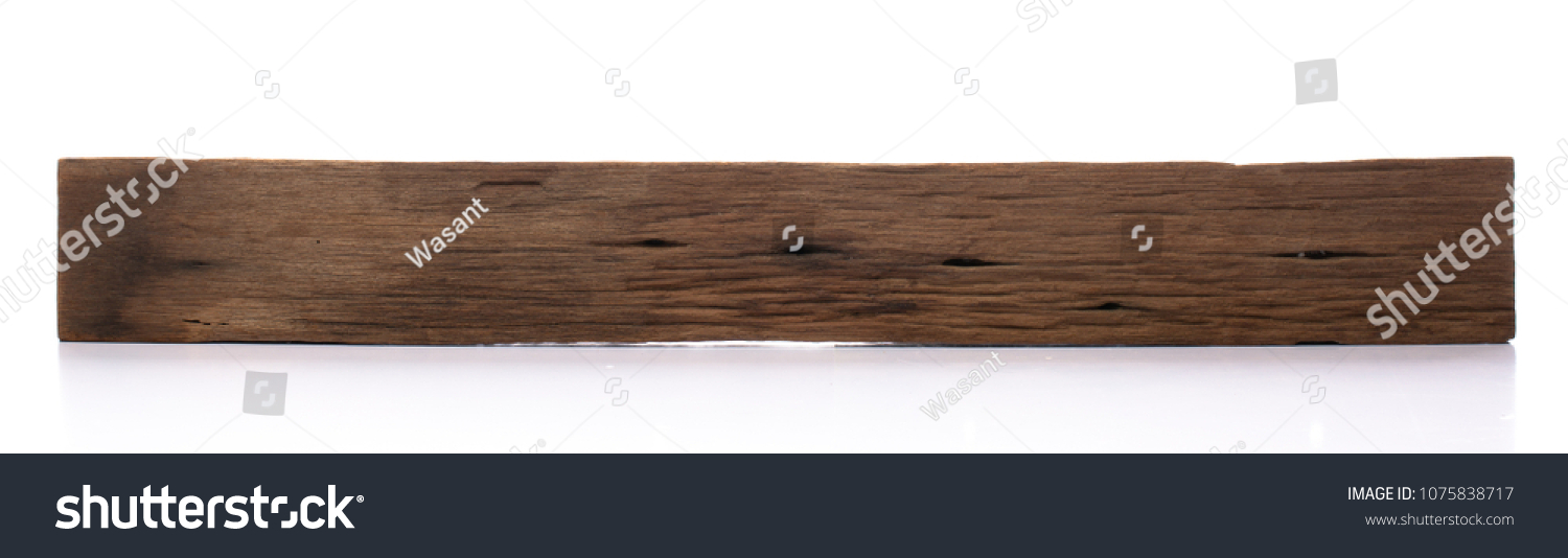 Isolated old wood board. Wooden beams. Sawn timber from Dipterocarpus wood. #1075838717