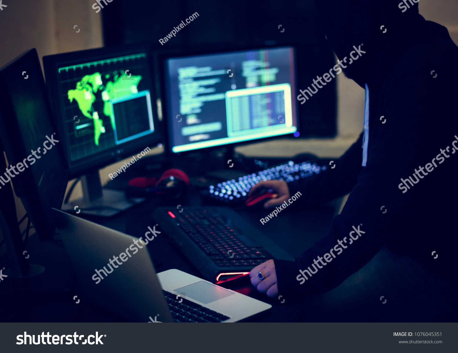 Hacker working using computer with codes #1076045351