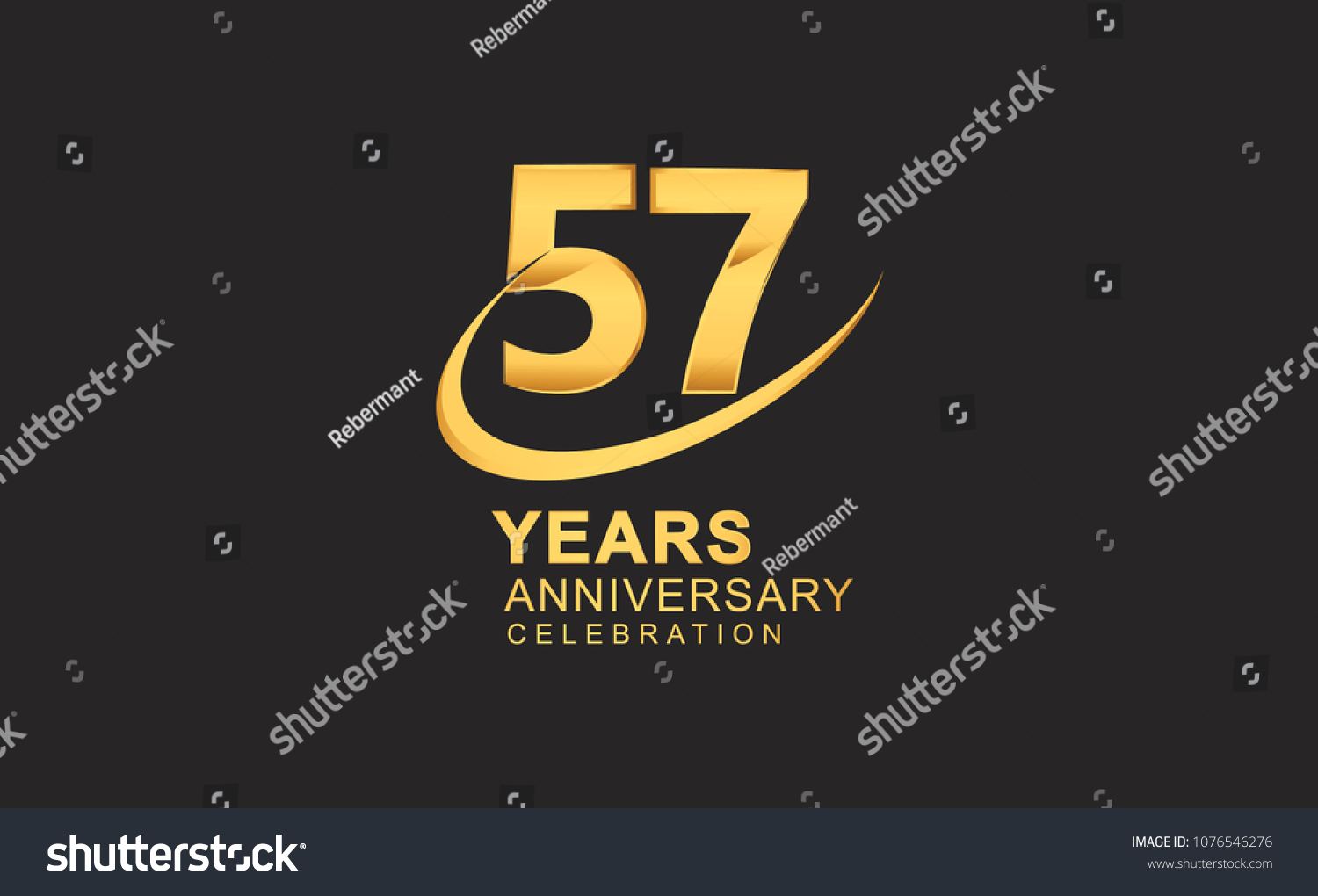 57 years anniversary with swoosh design golden - Royalty Free Stock ...