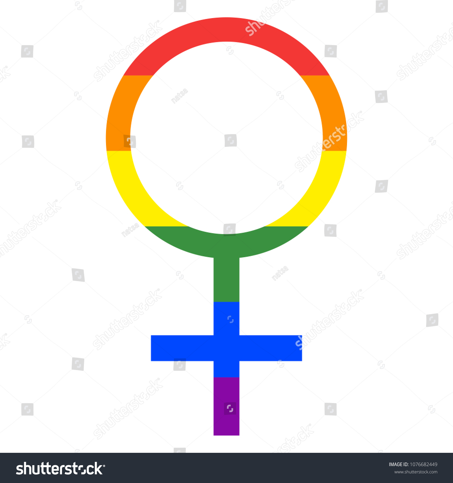 Female Gender Symbol In Gay Pride Rainbow Flag Royalty Free Stock Vector 1076682449 