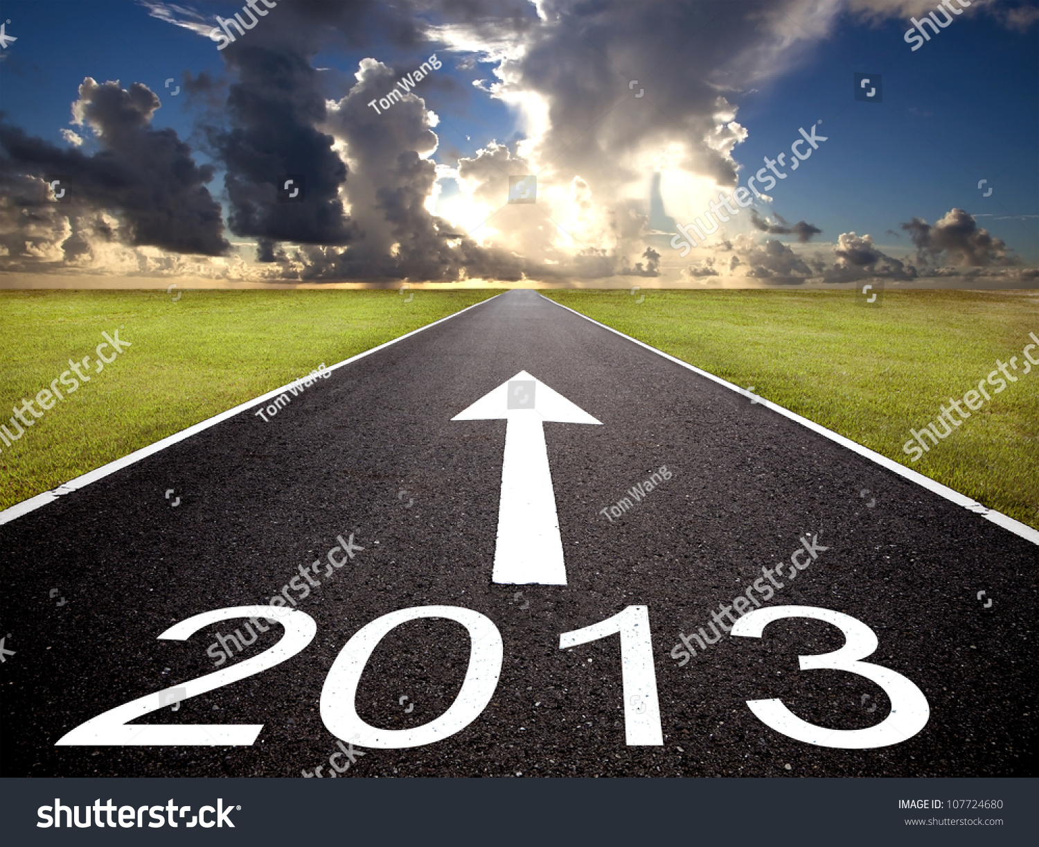 road to the 2013 new year and  sunrise background #107724680