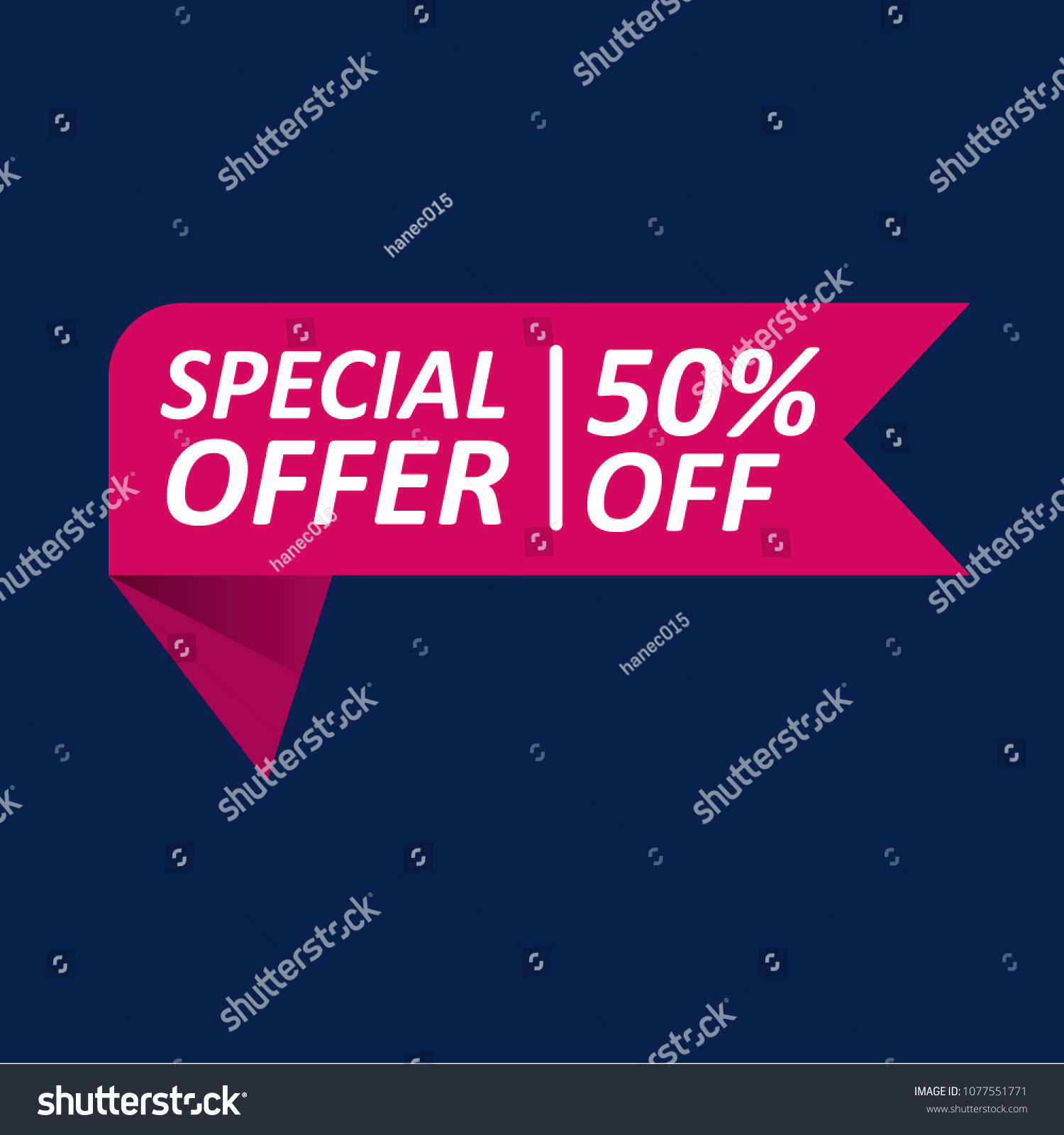 Special Offer 50% Off Tag. Vector illustration. isolated label #1077551771