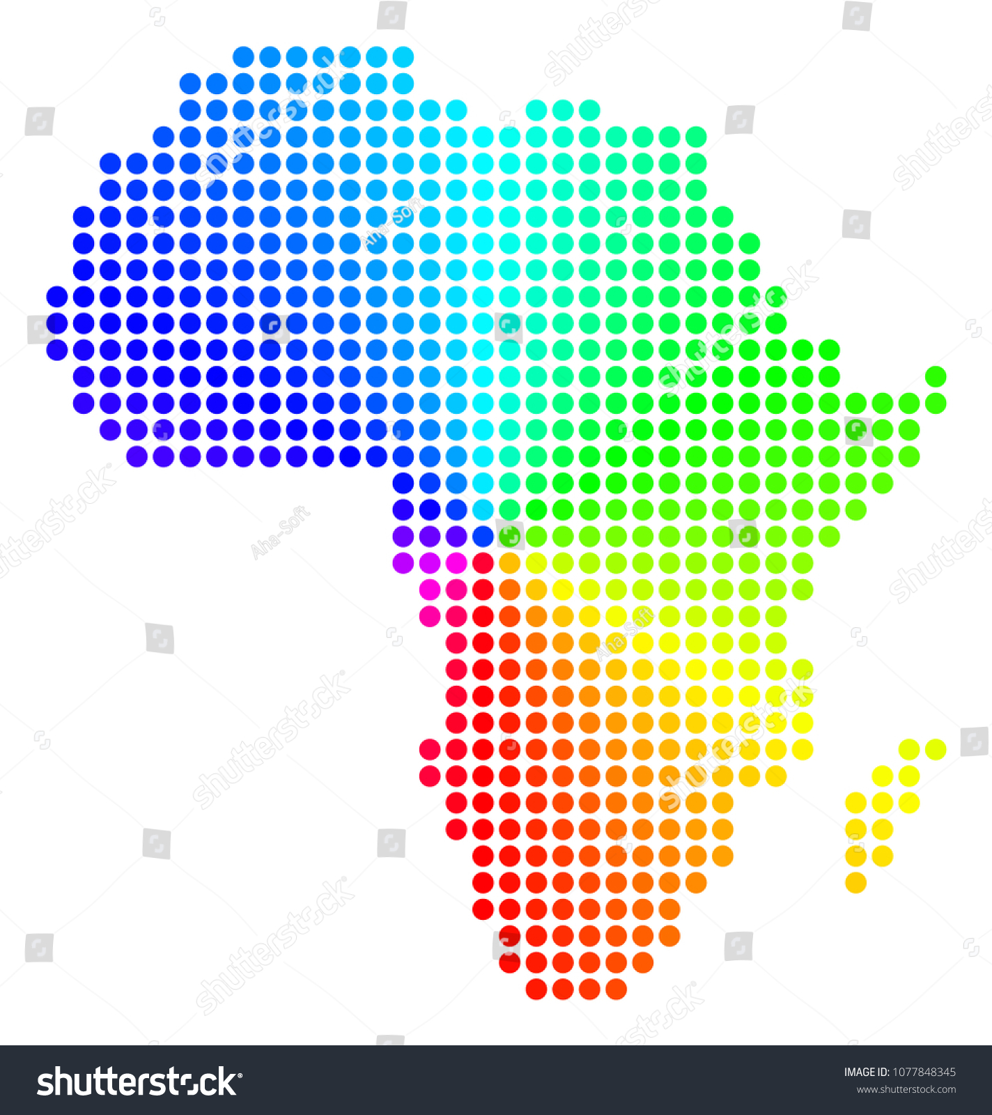 Spectrum dot Africa Map. Vector geographic map - Royalty Free Stock 