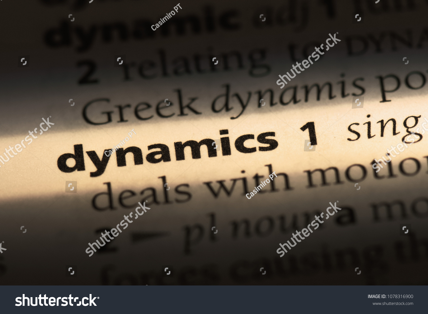 dynamics word in a dictionary. dynamics concept #1078316900