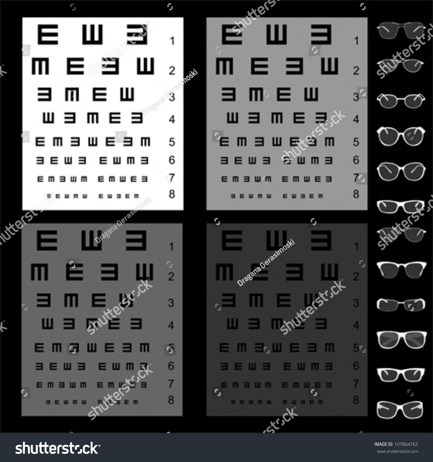 Eye Test Chart With Glasses Vector Royalty Free Stock Vector