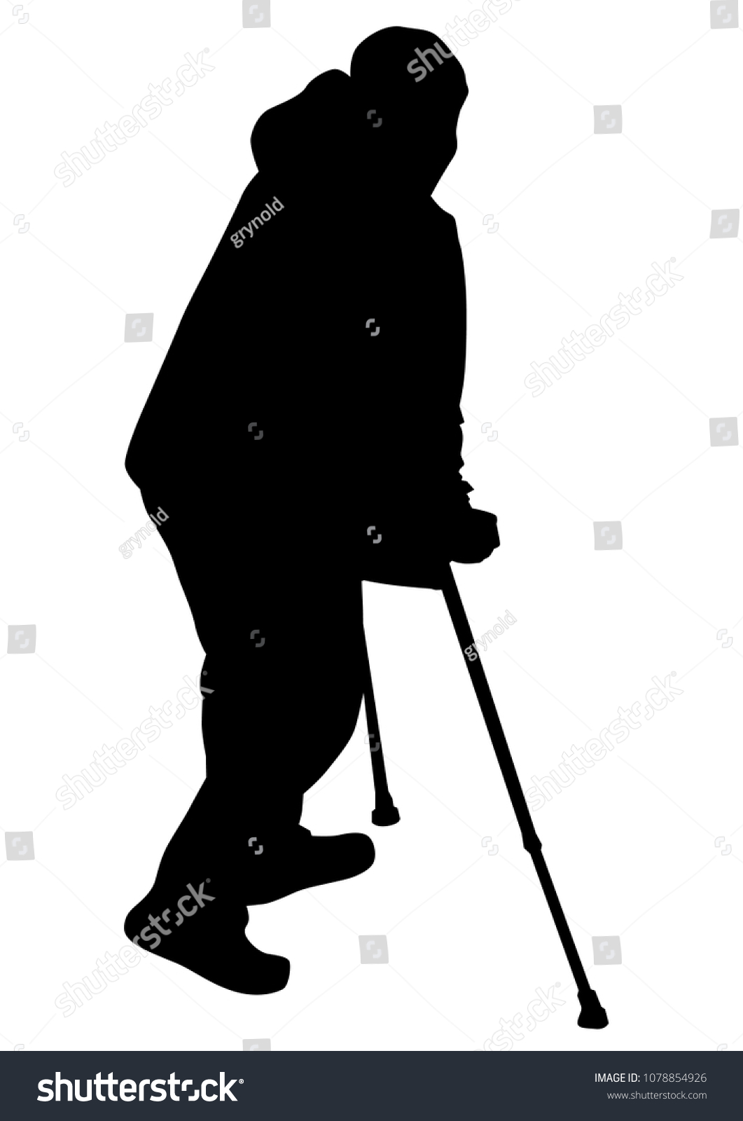 Elderly man with cane one white background - Royalty Free Stock Photo ...