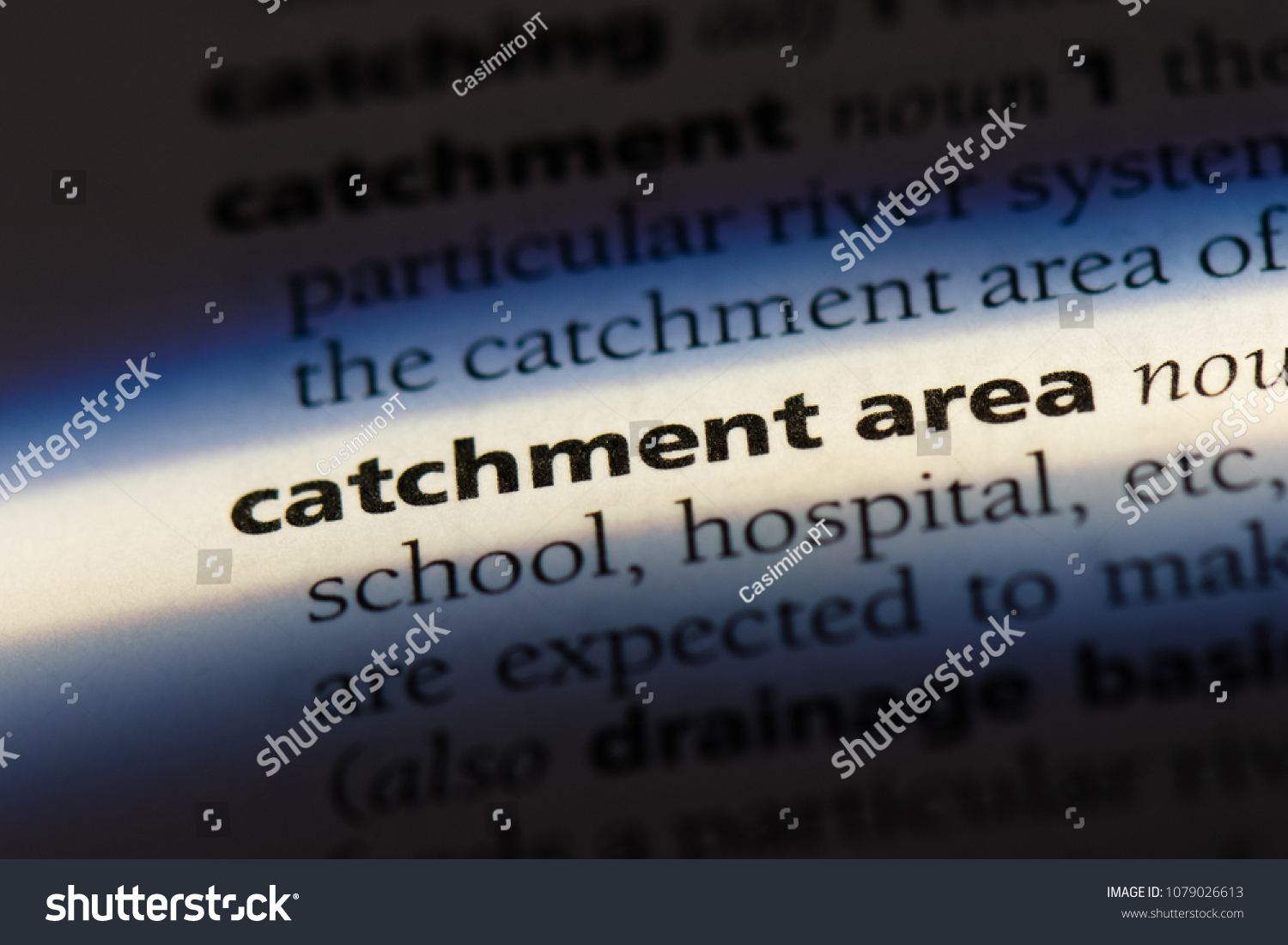 catchment area word in a dictionary. catchment area concept #1079026613