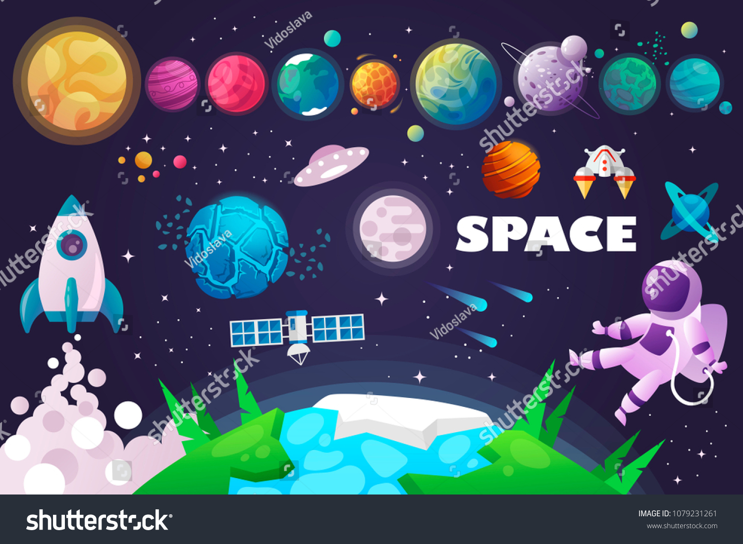 universe. space. space trip. design. vector illustration #1079231261