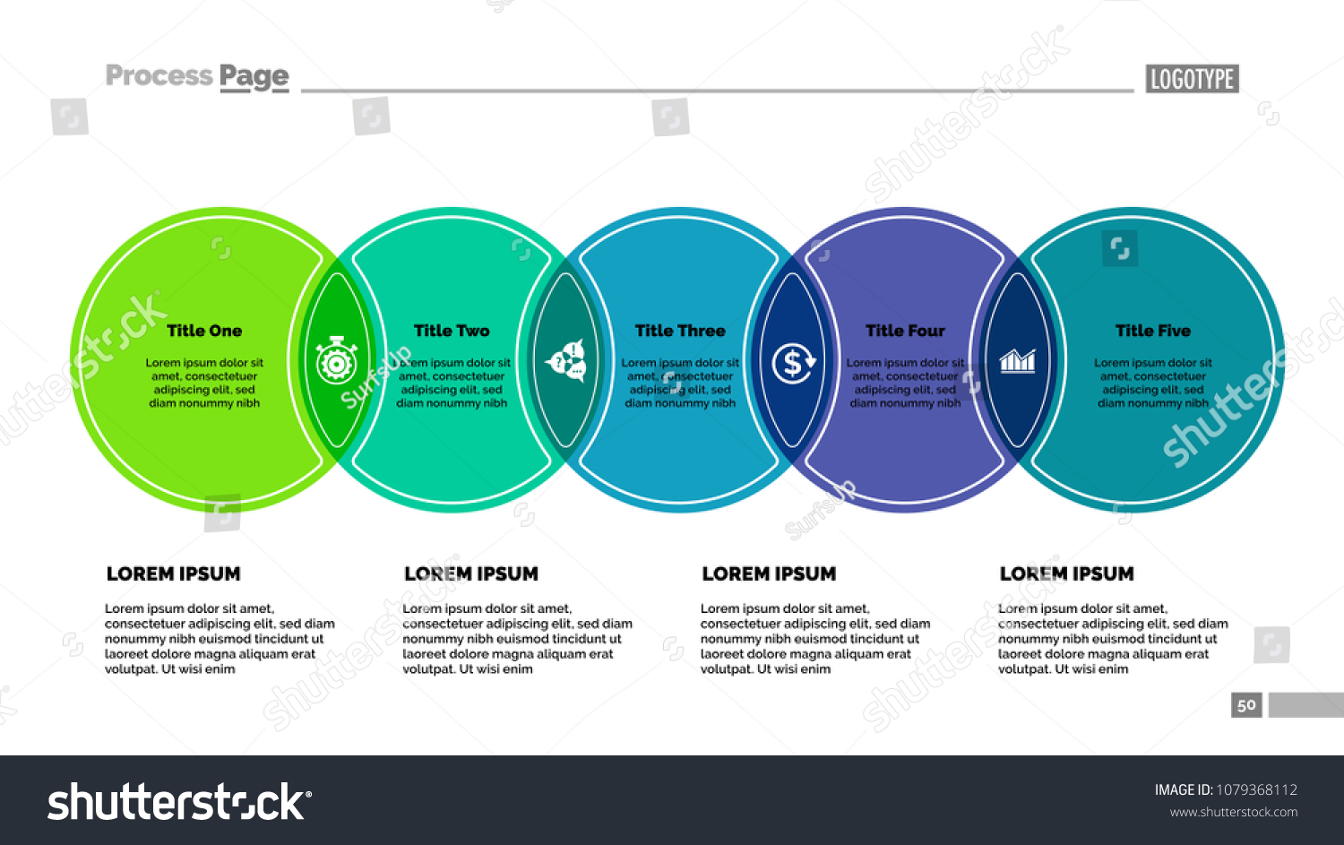 Five circles process chart template. Business - Royalty Free Stock ...