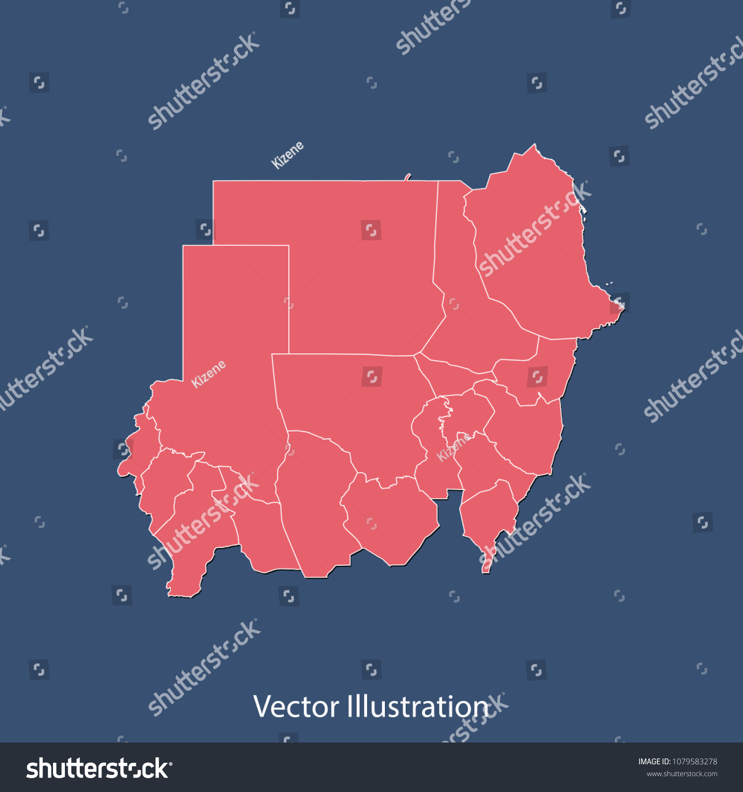 Sudan map - High detailed color map of Sudan. flat design style, clean and modern. Vector illustration eps 10 #1079583278