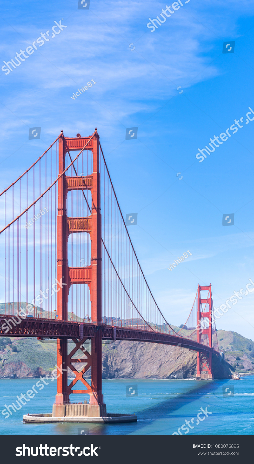 Golden Gate bridge in San Francisco California USA West Coast of Pacific Ocean #1080076895