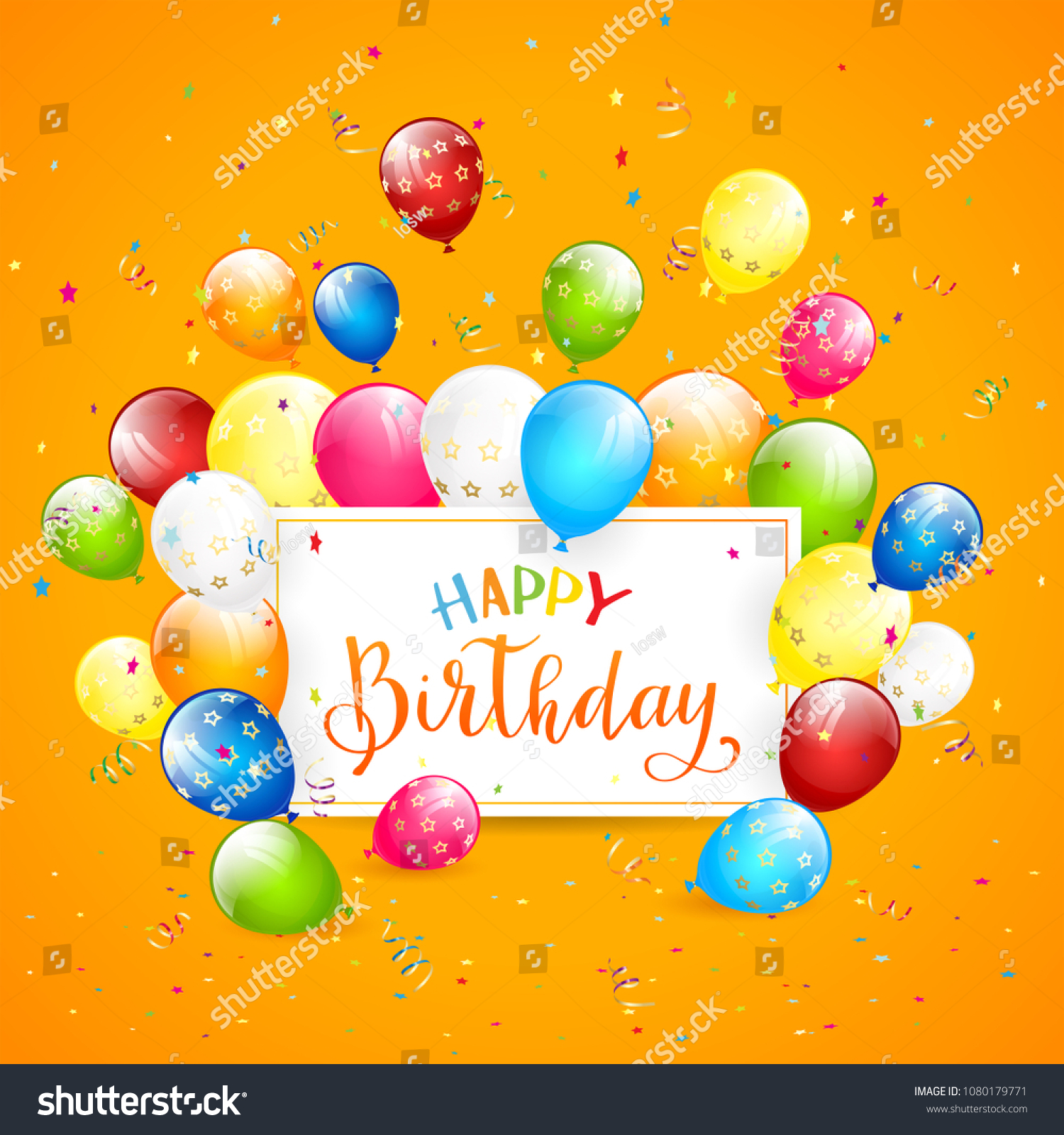 Text Happy Birthday on orange background with - Royalty Free Stock ...