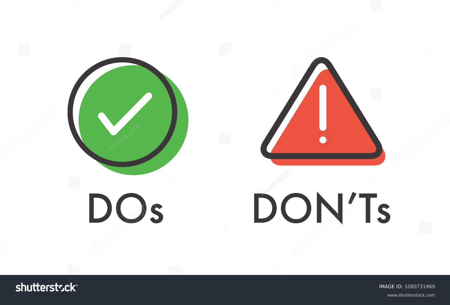 Do and Don't or Good and Bad Icons w Positive and Negative Symbols #1080731969