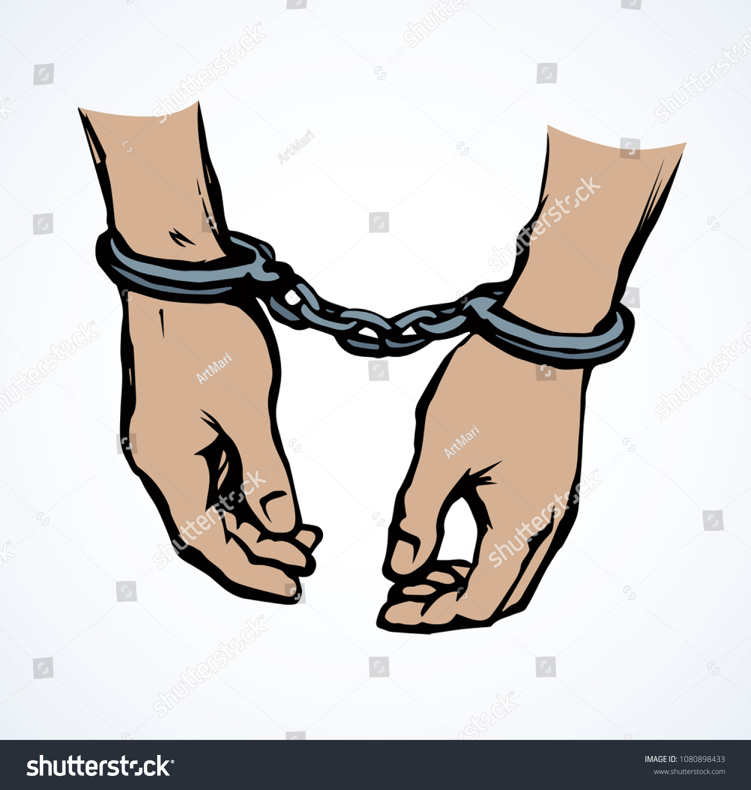 Closed Cop Fetters Manacle For Bind Detain - Royalty Free Stock Vector 