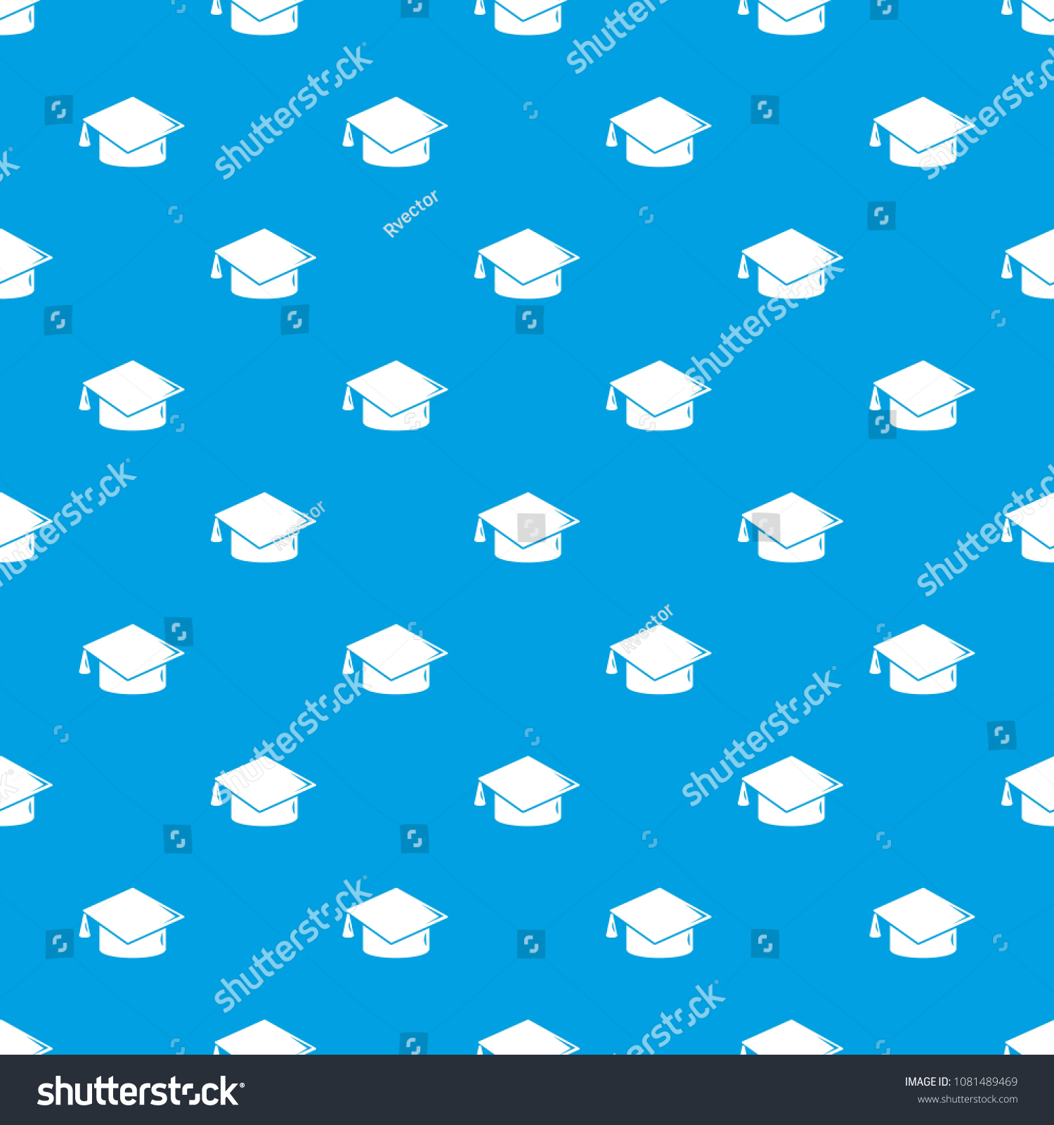 Graduation cap pattern vector seamless blue - Royalty Free Stock Vector ...