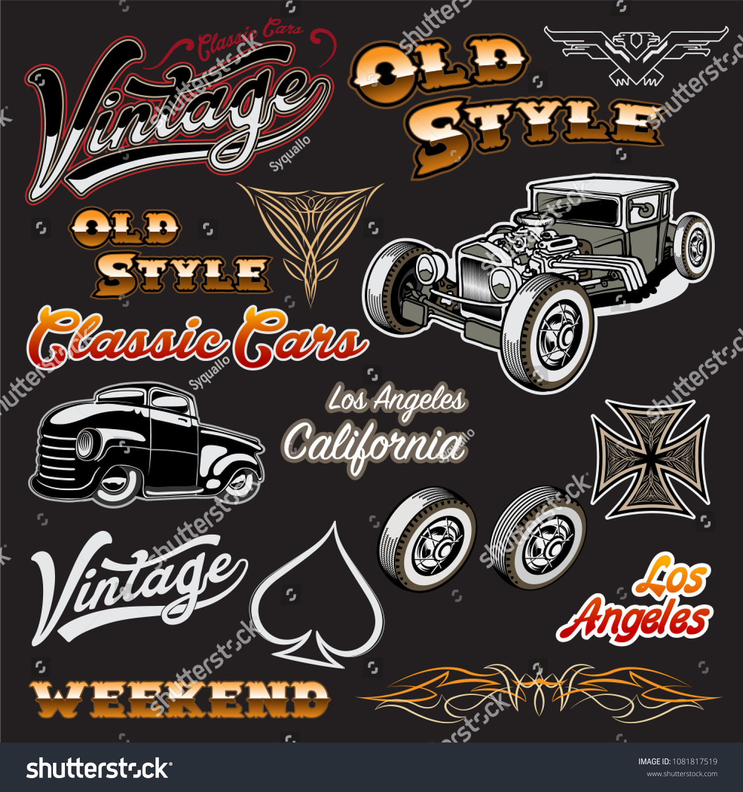 Set of Hot Rod logo, emblems and icons. - Royalty Free Stock Vector ...