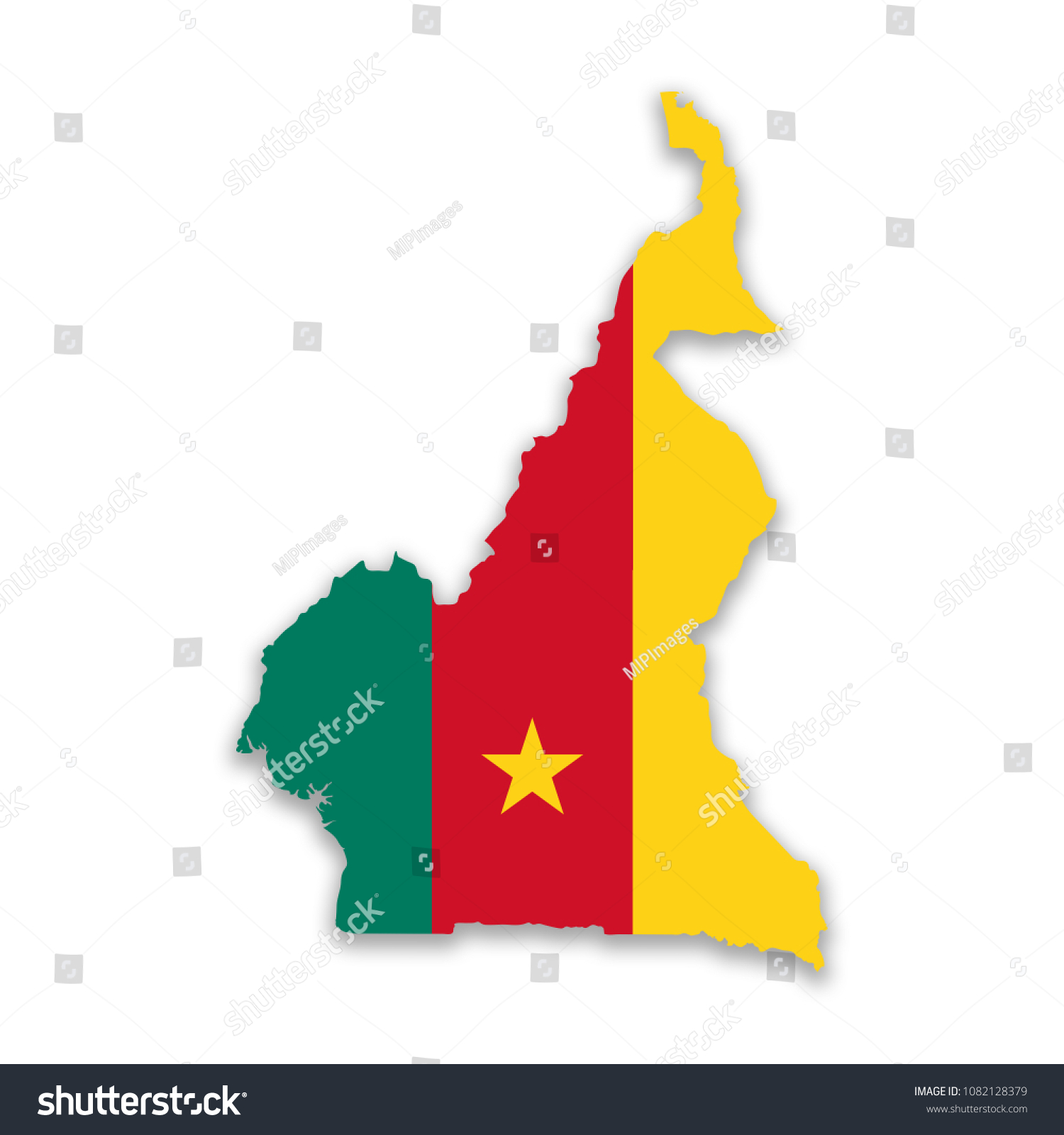 Map of Cameroon with flag - Royalty Free Stock Photo 1082128379 ...