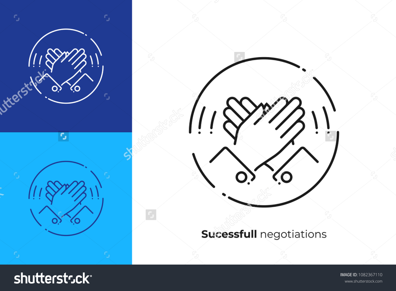 line art high five. Rised hands slap. Team - Royalty Free Stock Vector ...