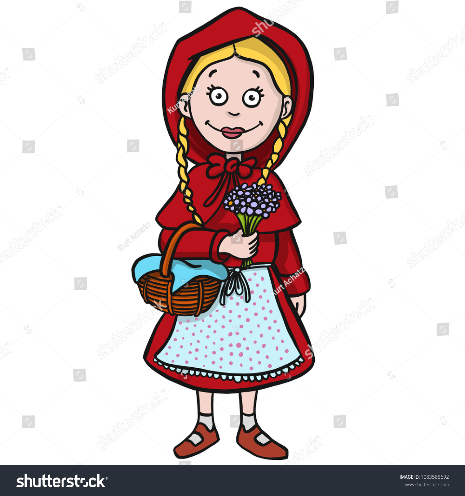 hand drawn vector illustrator of little red hood - Royalty Free Stock ...