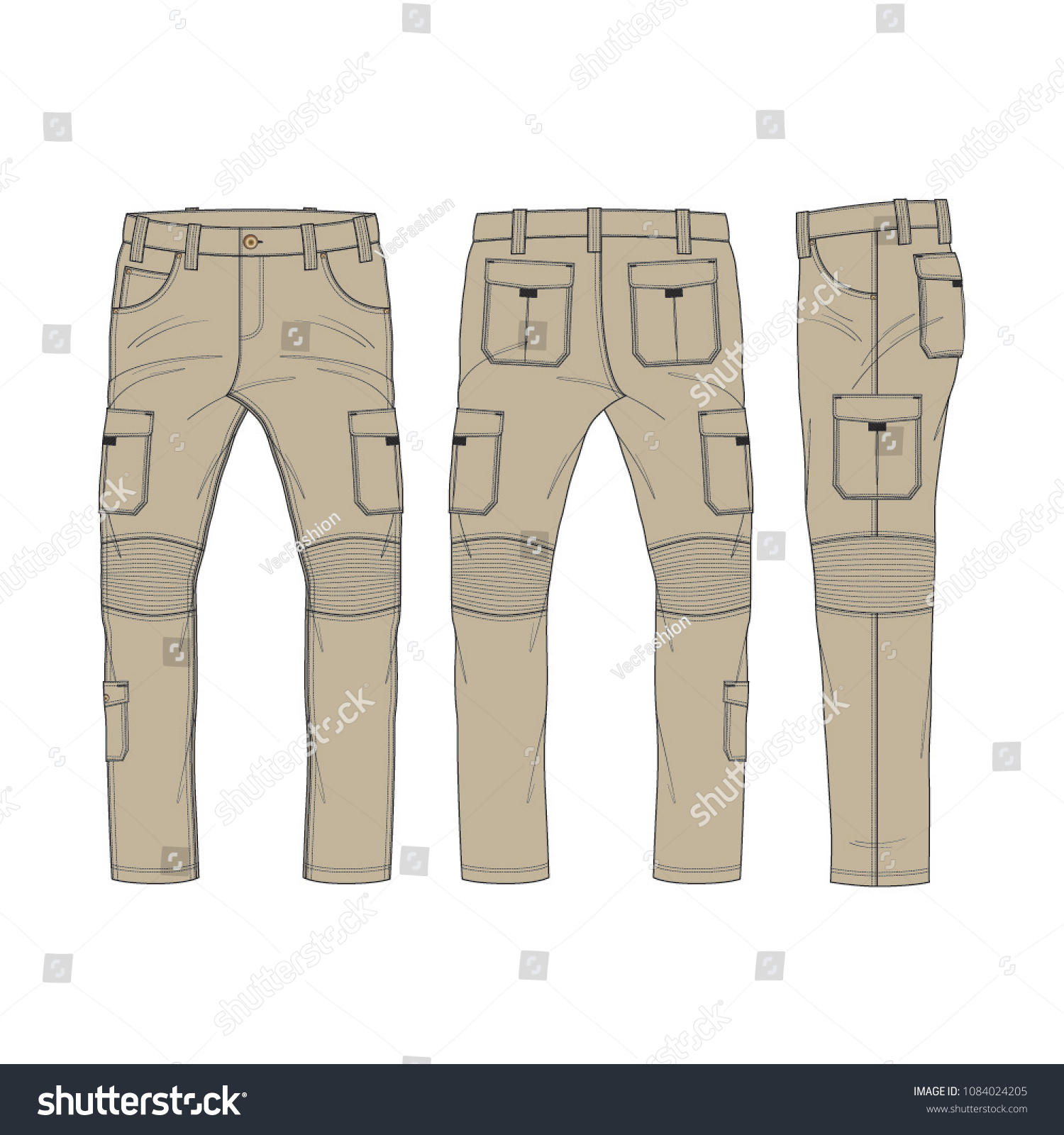 Men Cargo Pants Template - Royalty Free Stock Vector 1084024205 ...