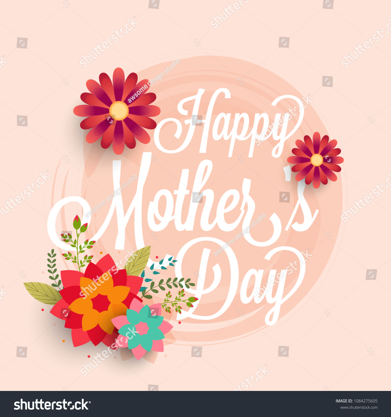 Happy Mothers Day Beautiful Greeting Card Royalty Free Stock Vector 1084275605