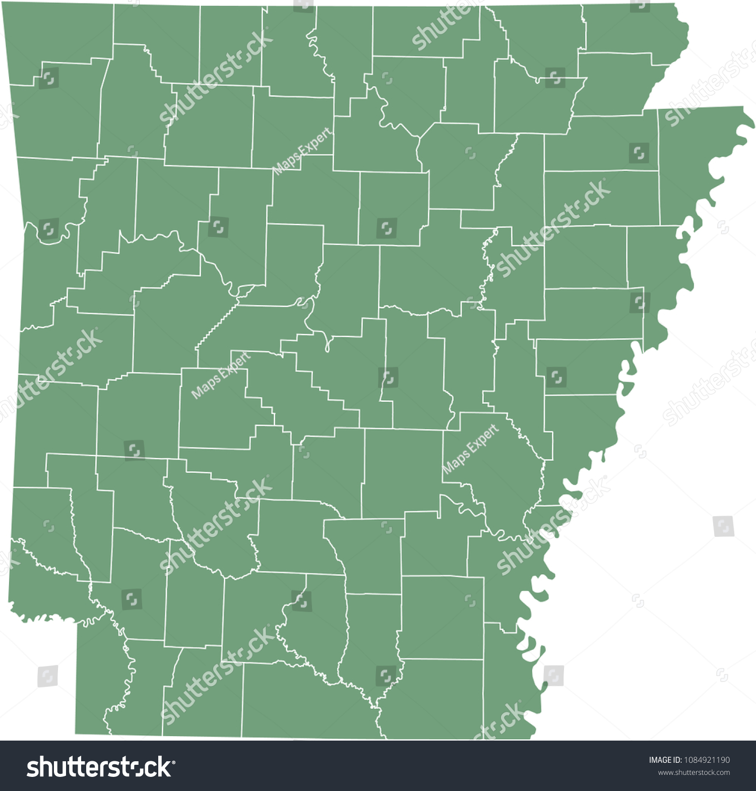 Arkansas county map vector outline illustration - Royalty Free Stock ...