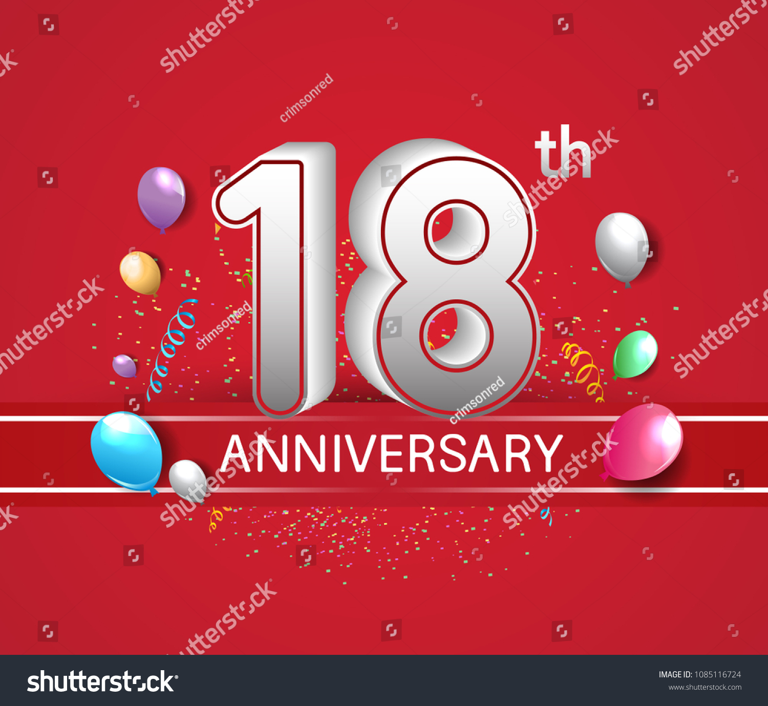 18th anniversary design red background with - Royalty Free Stock Vector ...