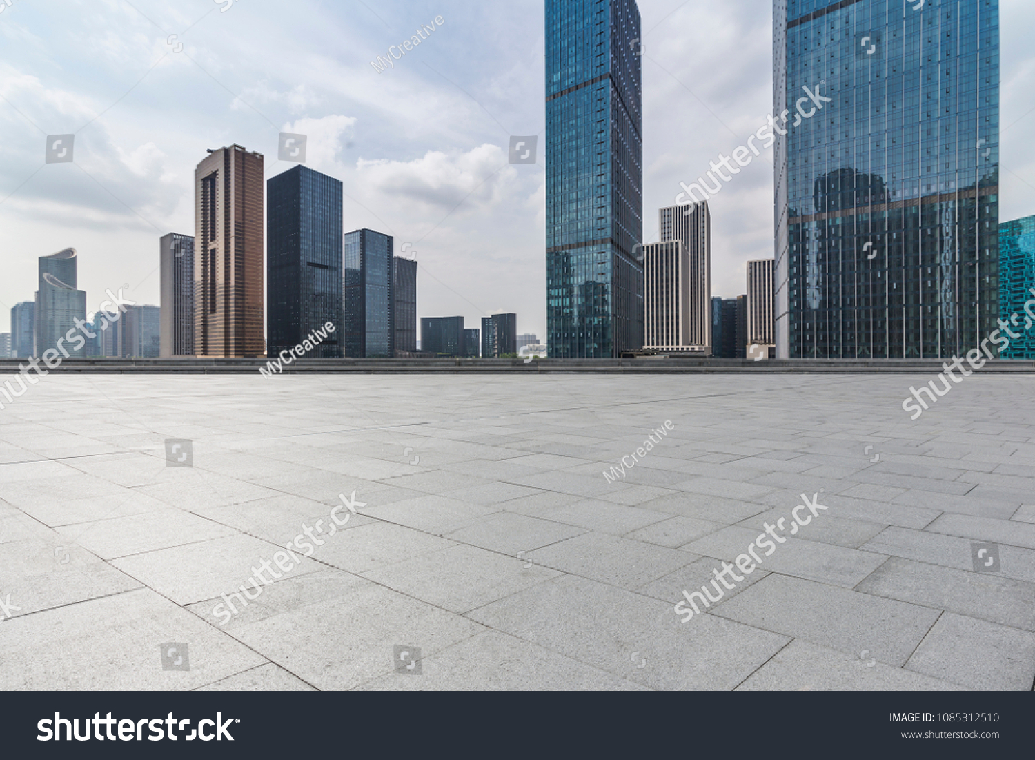 Empty floor with modern business office building 
 #1085312510