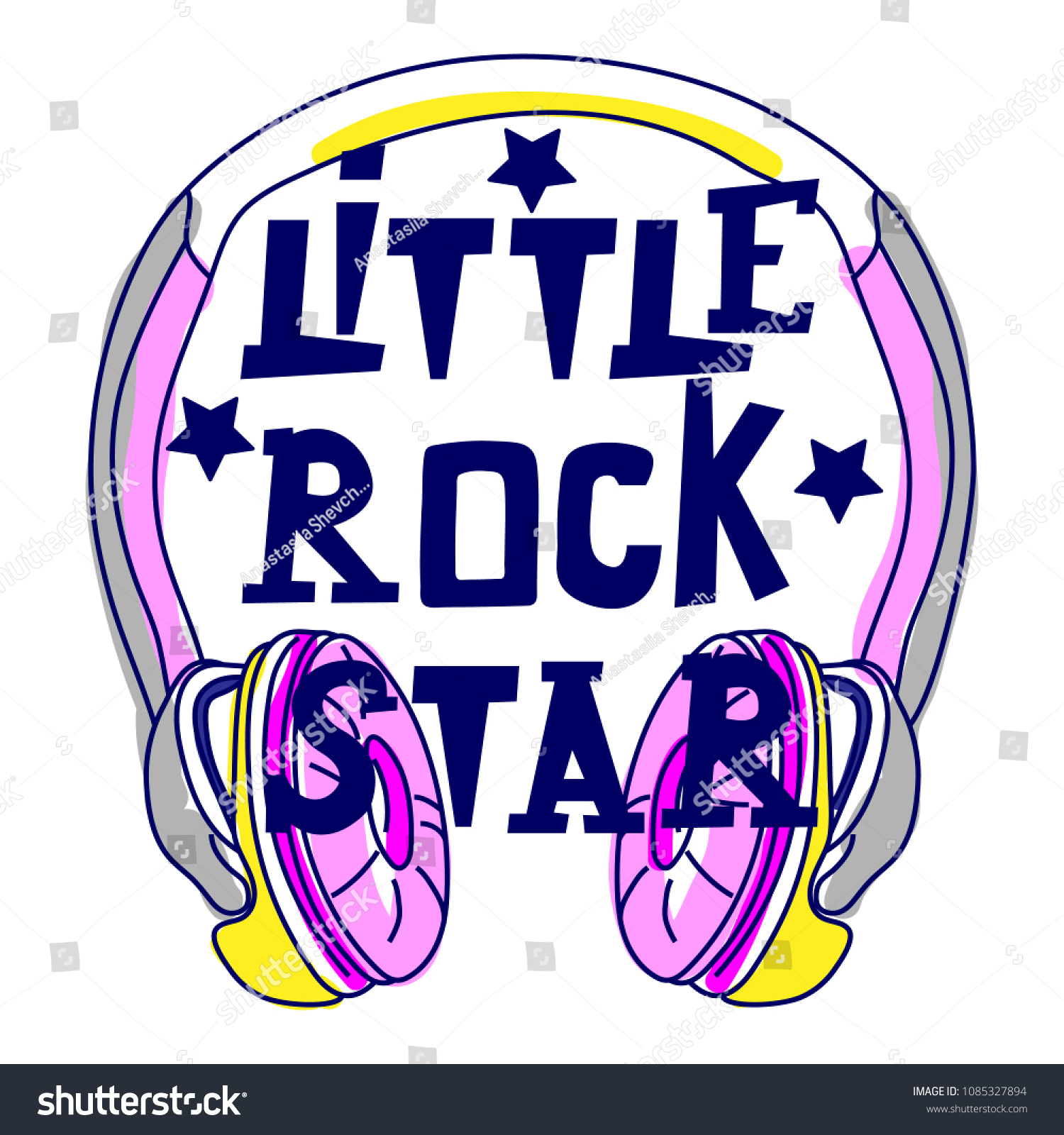 Cute illustration with headphones. Little rock - Royalty Free Stock ...