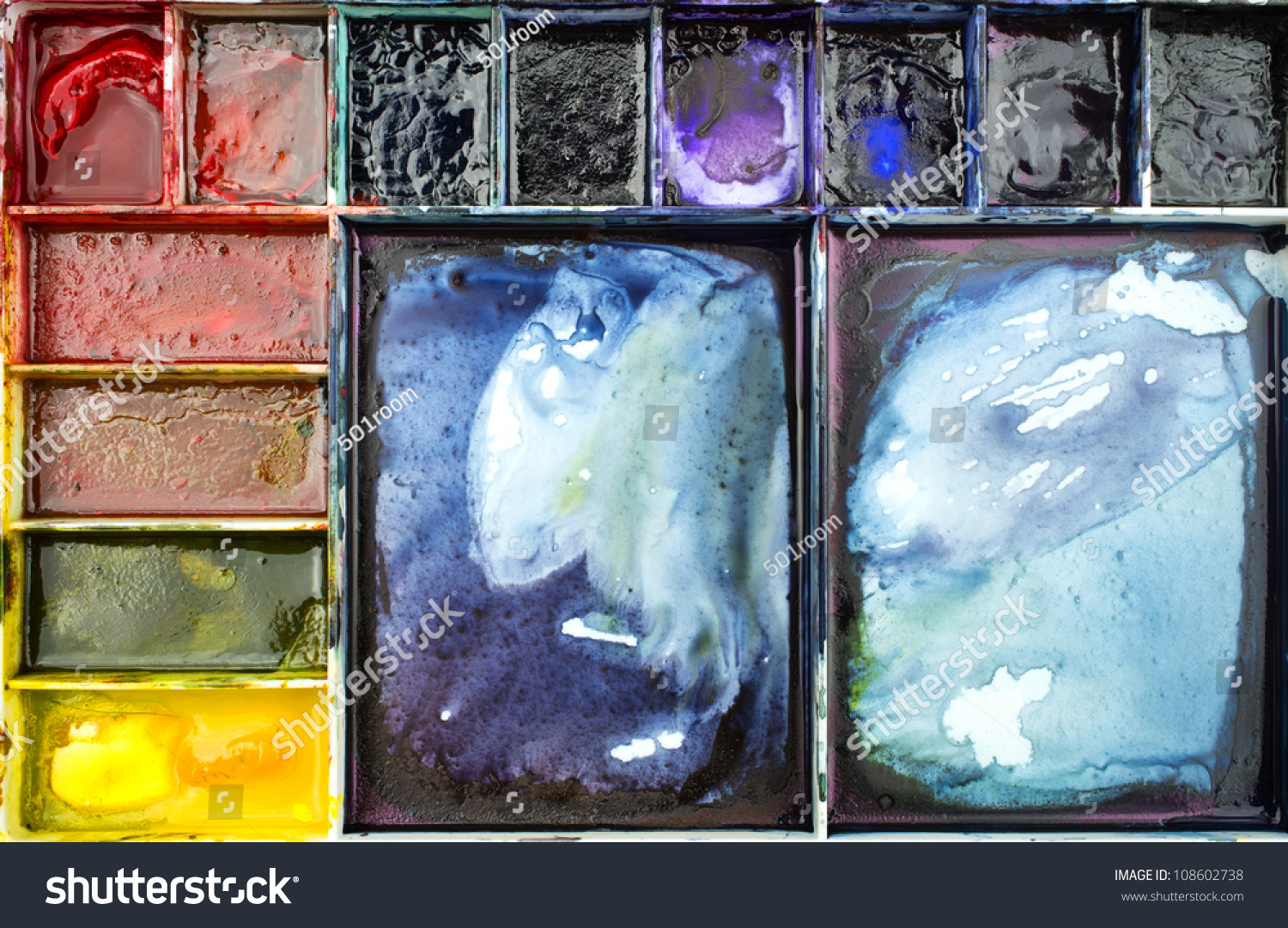 Watercolor palette : 12 colors for a small elementary school art #108602738