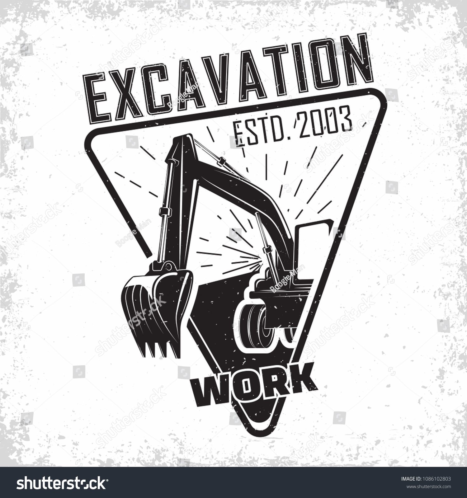 Excavation Work Logo Design, Emblem Of Excavator - Royalty Free Stock ...