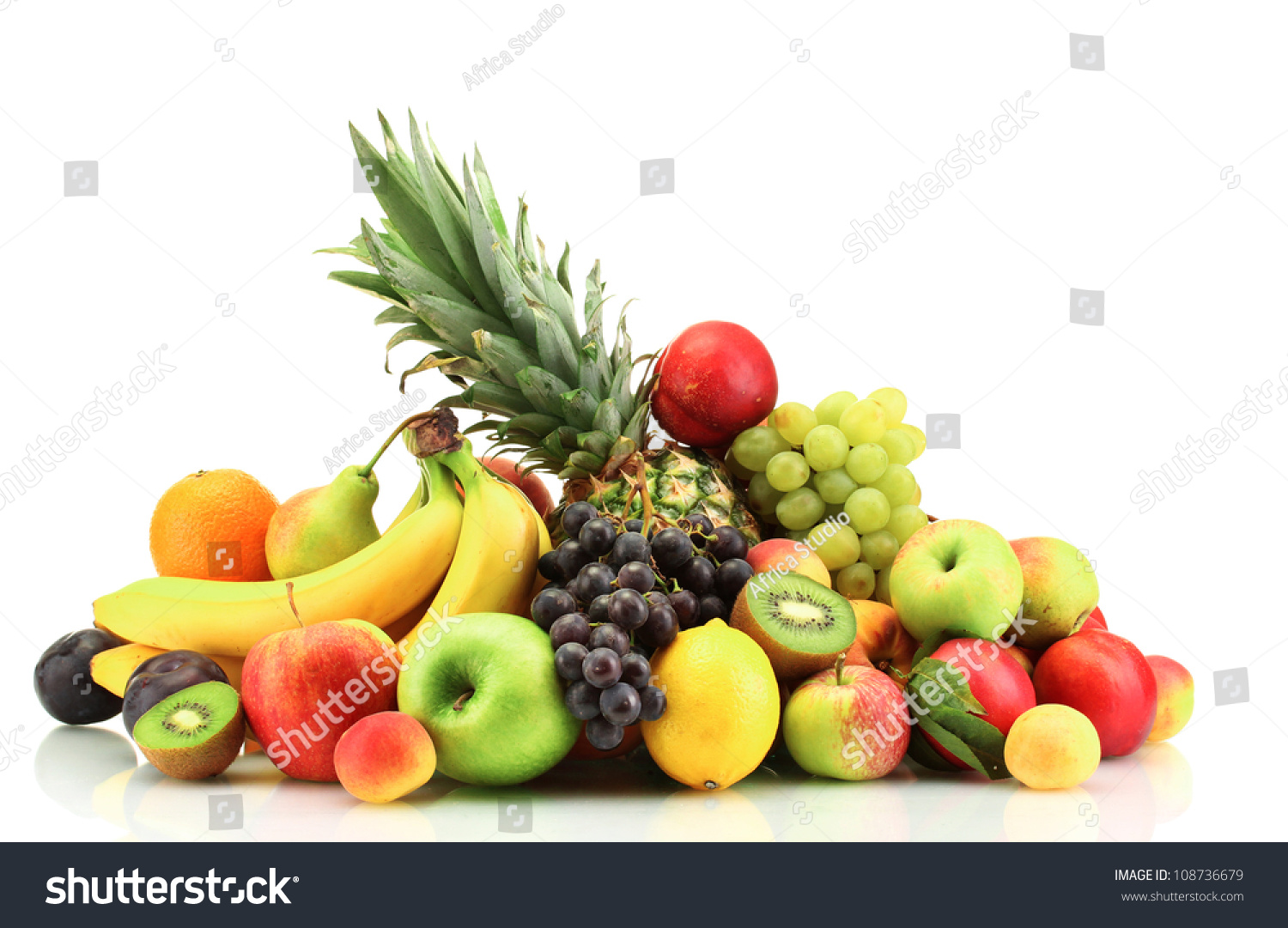 Assortment of exotic fruits isolated on white #108736679