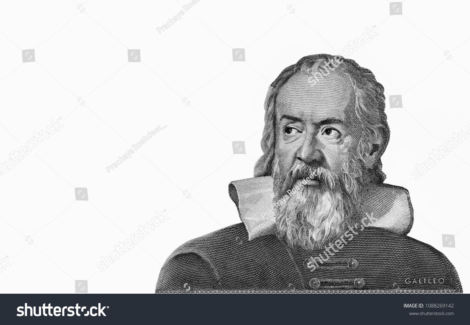 Galileo Galilei Portrait from Italy 2000 lira 1983 Banknotes.  #1088269142