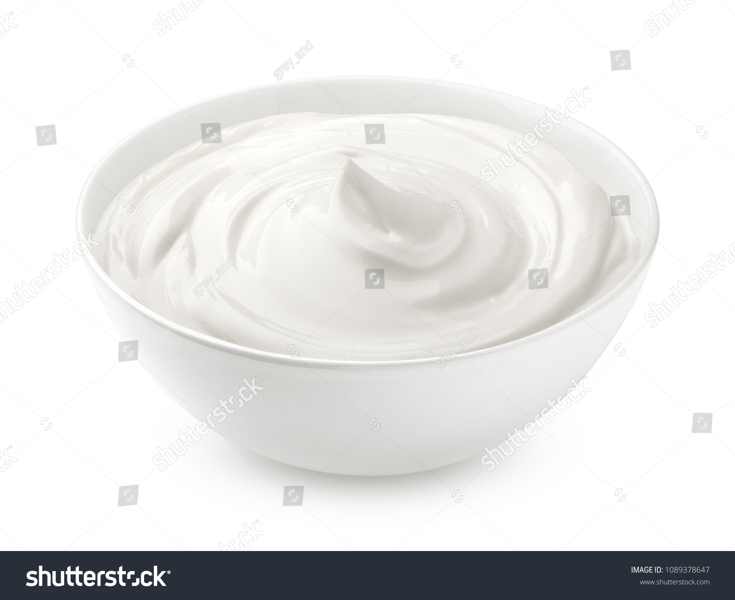 sour cream in glass, mayonnaise, yogurt, isolated on white background, clipping path, full depth of field #1089378647