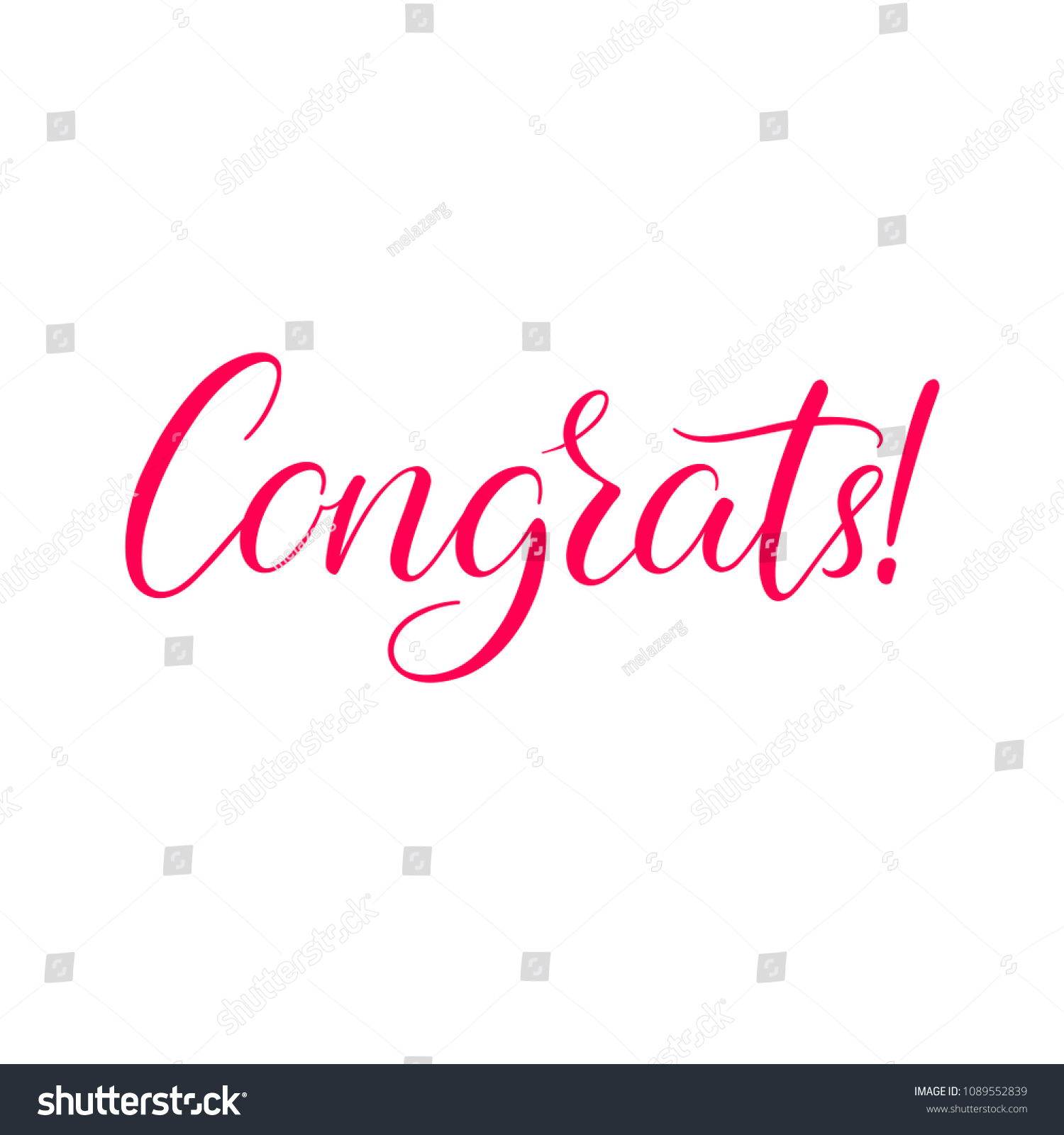 Congrats! Hand written calligraphy for congratulations and greeting cards. Isolated on white background #1089552839