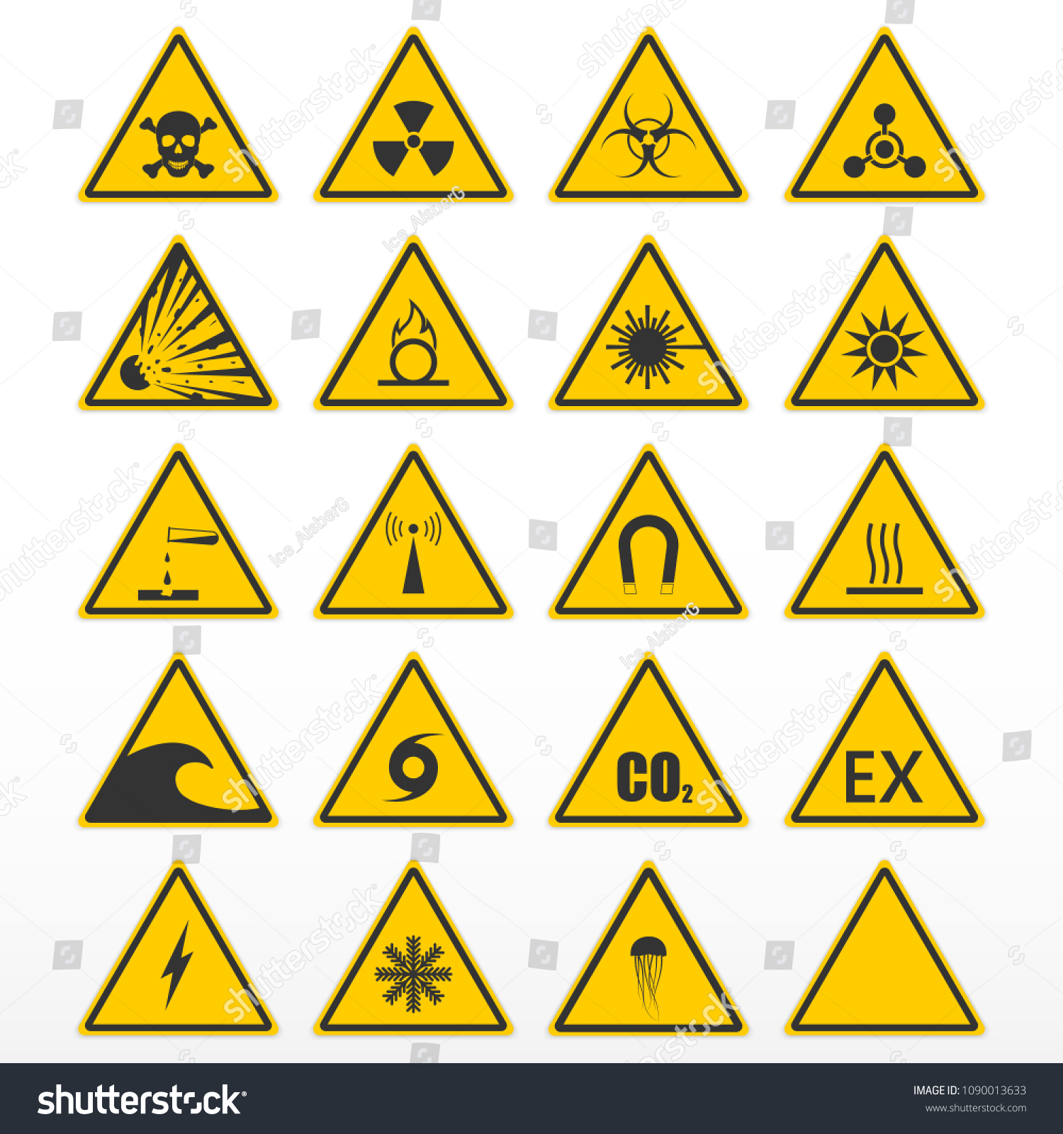 Set of warning signs. Yellow triangles as hazard - Royalty Free Stock ...