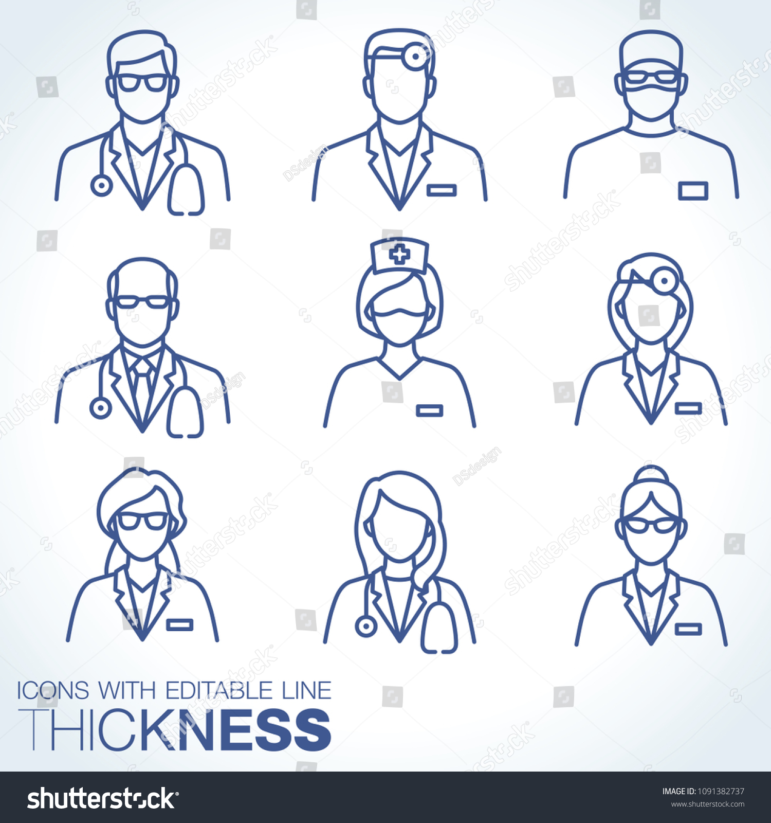 Set of doctor line icons - Royalty Free Stock Vector 1091382737 ...